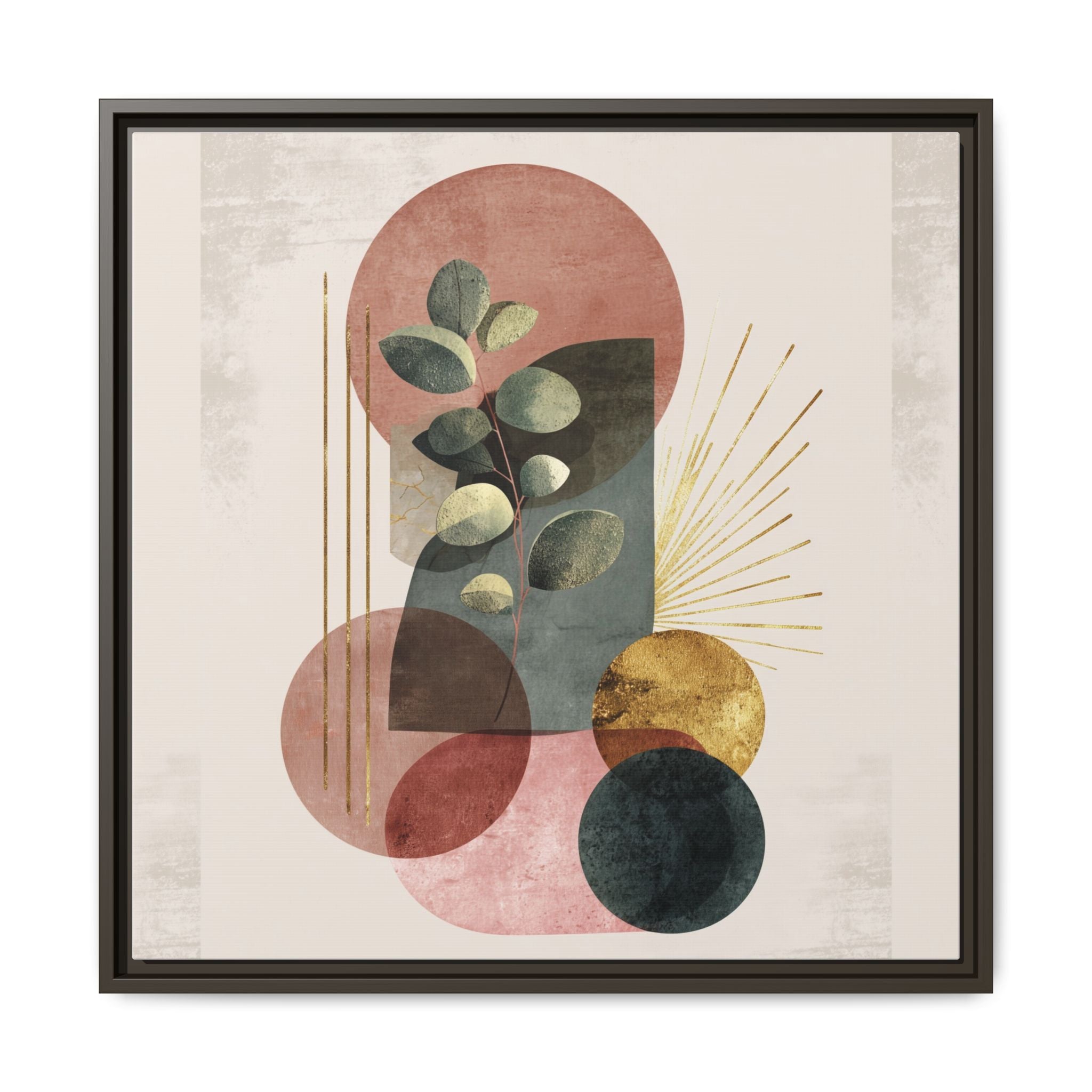 Botanical Geometric Symphony: Eucalyptus Harmony, Metallic Intersections, Modern Earth Tones   |   Custom Orders Accepted