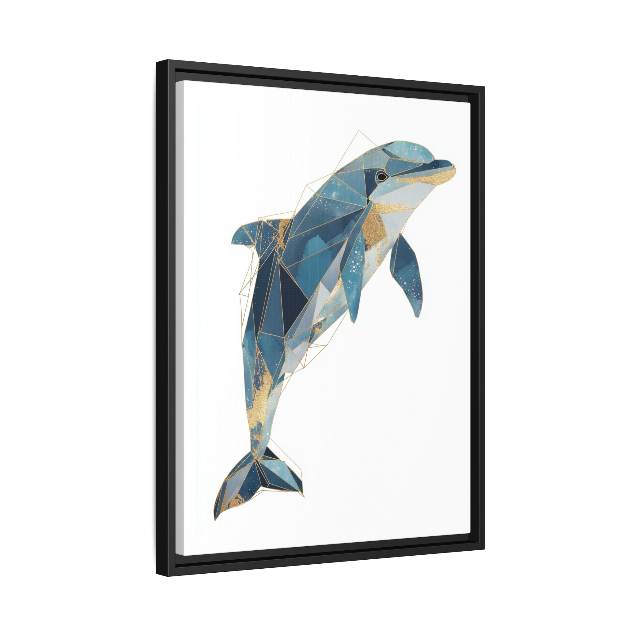Crystalline Dolphin Framed Print : Geometric Marine Mosaic, Fractalized Blue Abstract   |  Personalized & Custom Orders Available