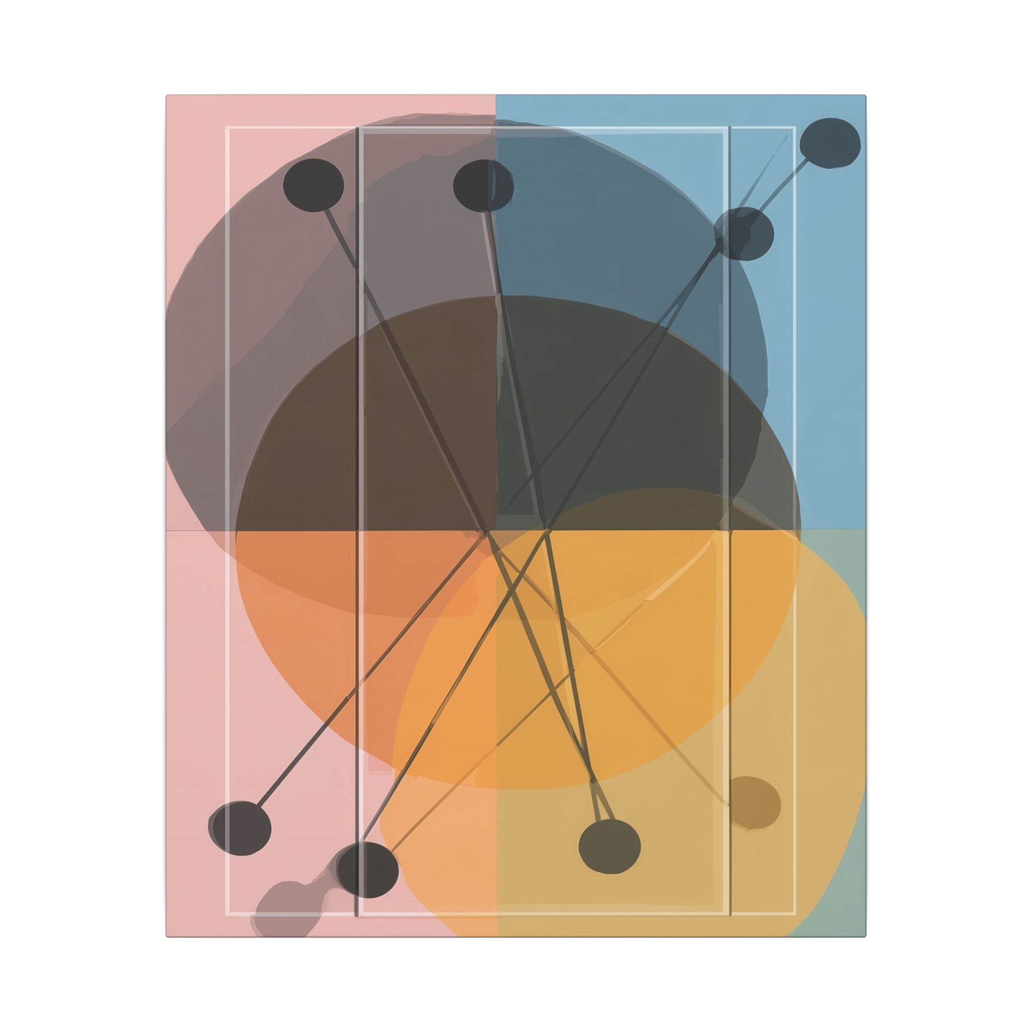 Interconnected Geometries: Pastel Circles in Motion, Mid-Century Modern Design, Abstract Bauhaus Composition   |   Custom Orders Accepted