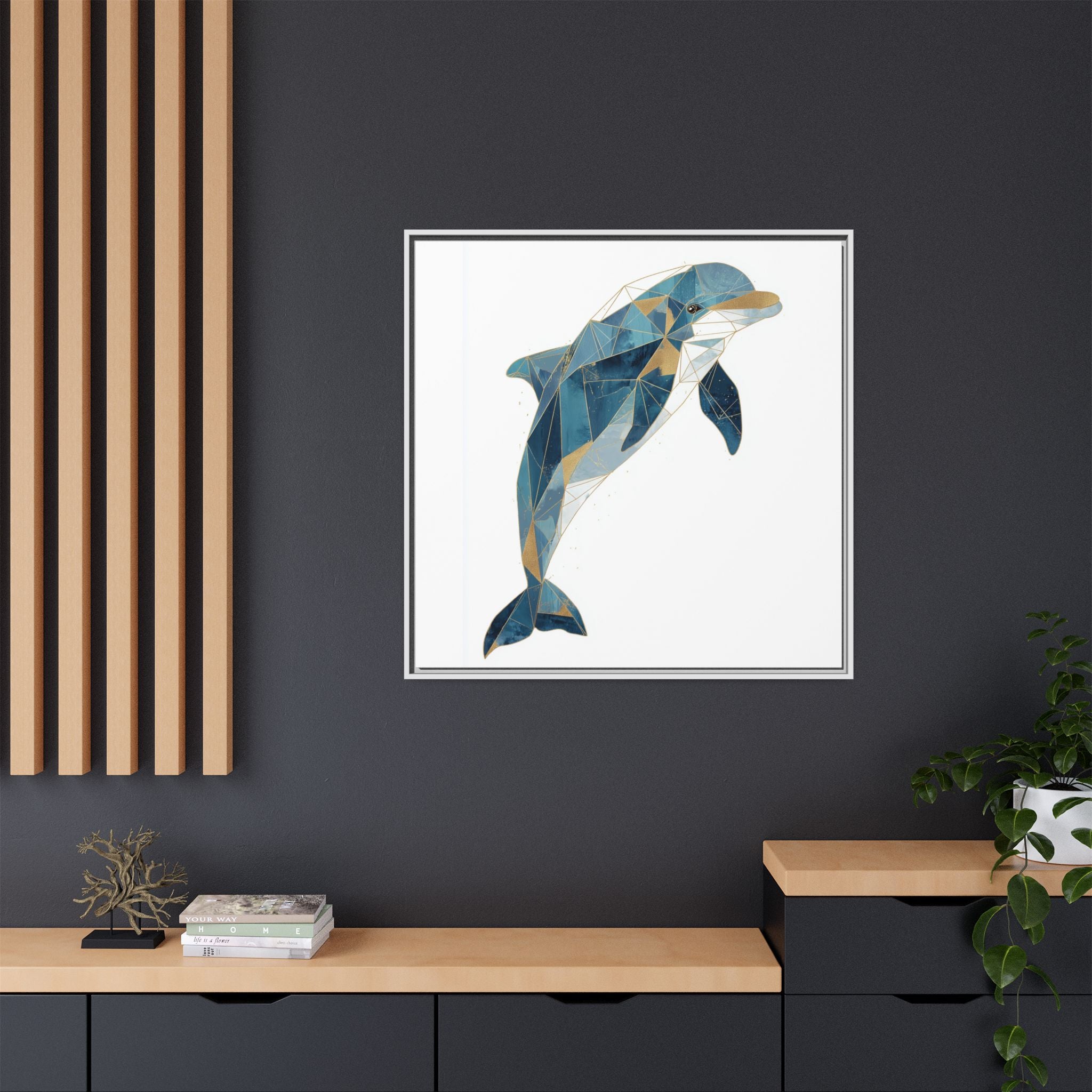 Oceanic Geometry: Dolphin in Blue Polygons, Modern Marine Art   |  Personalized & Custom Orders Available