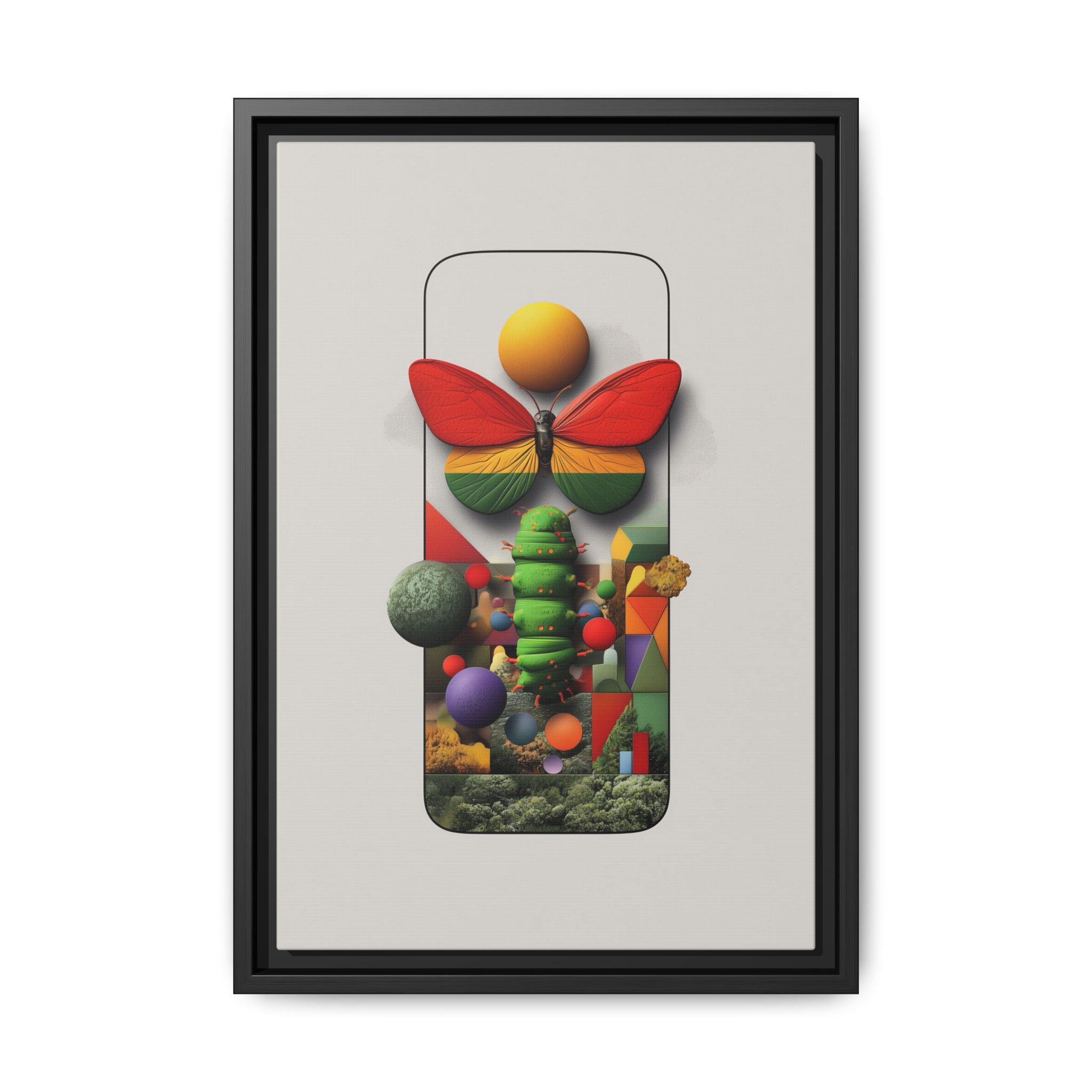 Metamorphosis Framed Print : Geometric Nature Transformation, Vibrant Butterfly Composition   |  Personalized & Custom Orders Available