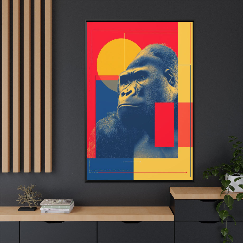 Primal Geometry: Gorilla Portrait in Blue and Yellow, Pop Art Graphic Design   |  Personalized & Custom Orders Available