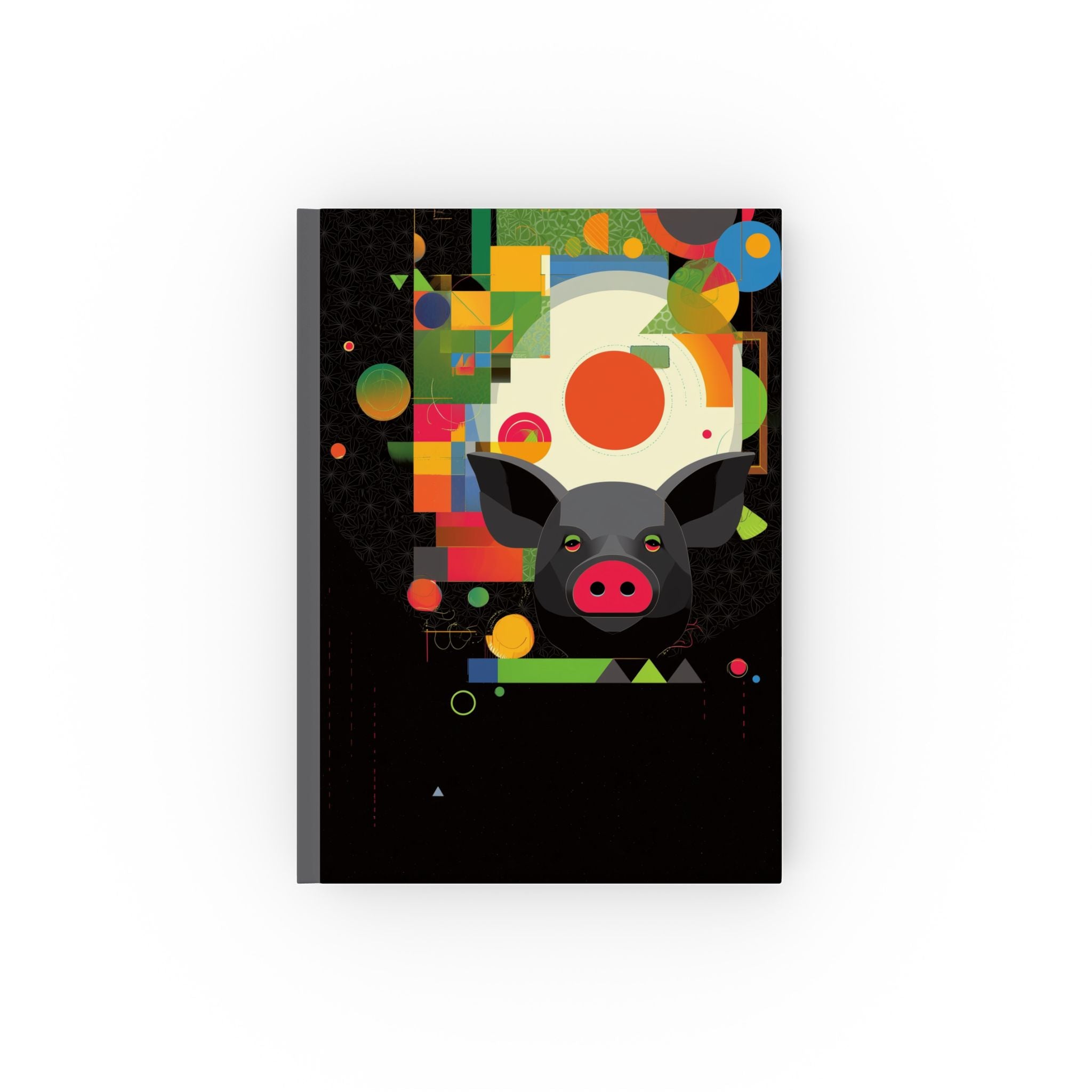 Personalized Abstract Geometric Pig Journal : Abstract Animal Portrait, Colorful Modern Digital Art Personalized Journal   |