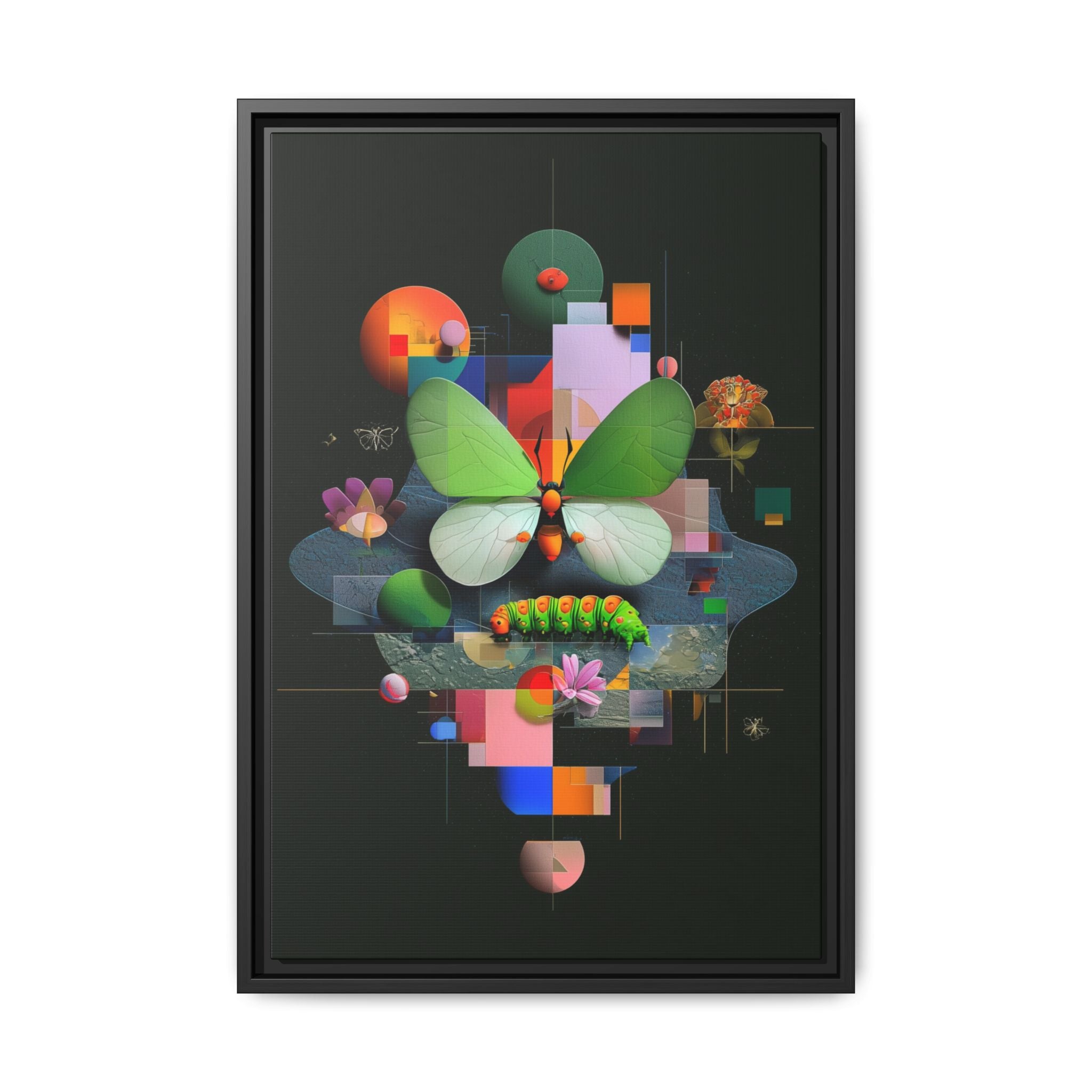 Metamorphosis Geometry Framed Print : Digital Nature Synthesis, Butterfly Abstraction   |  Personalized & Custom Orders Available