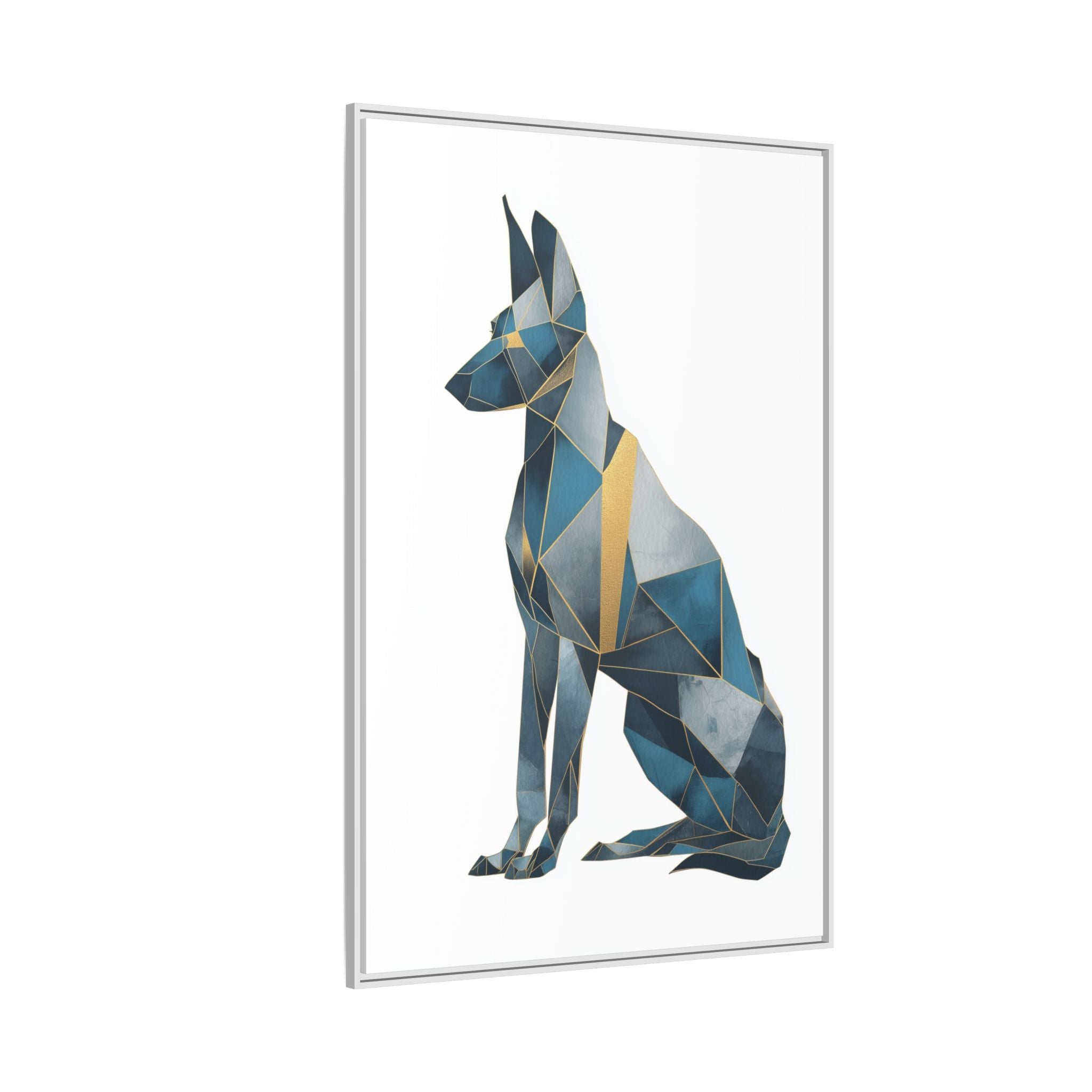 Geometric Canine Mosaic: Fractured Blue Shepherd, Modern Polygonal Art   |  Personalized & Custom Orders Available