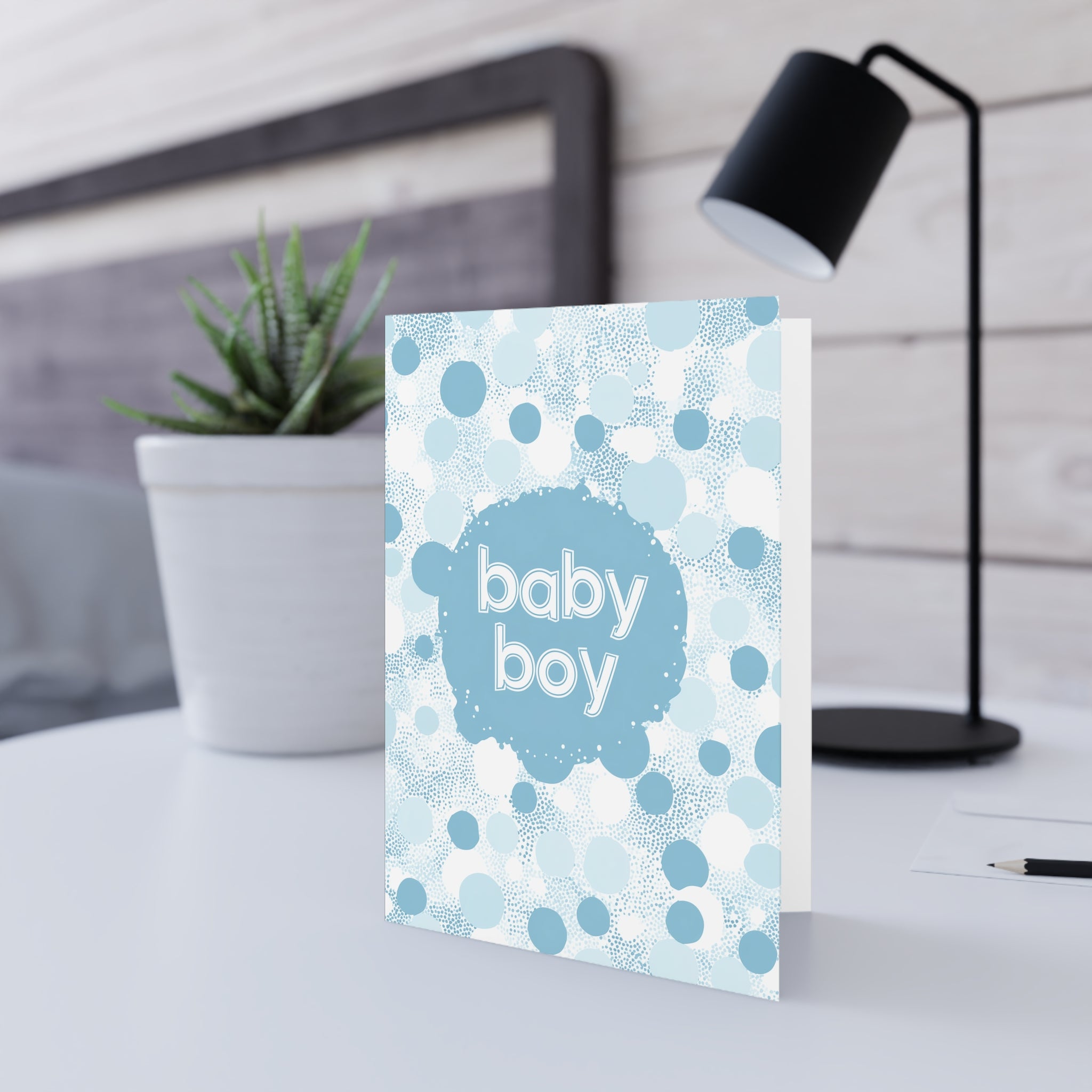 Baby Boy Greeting Card – Blue Polka Dot Newborn Congrats Card