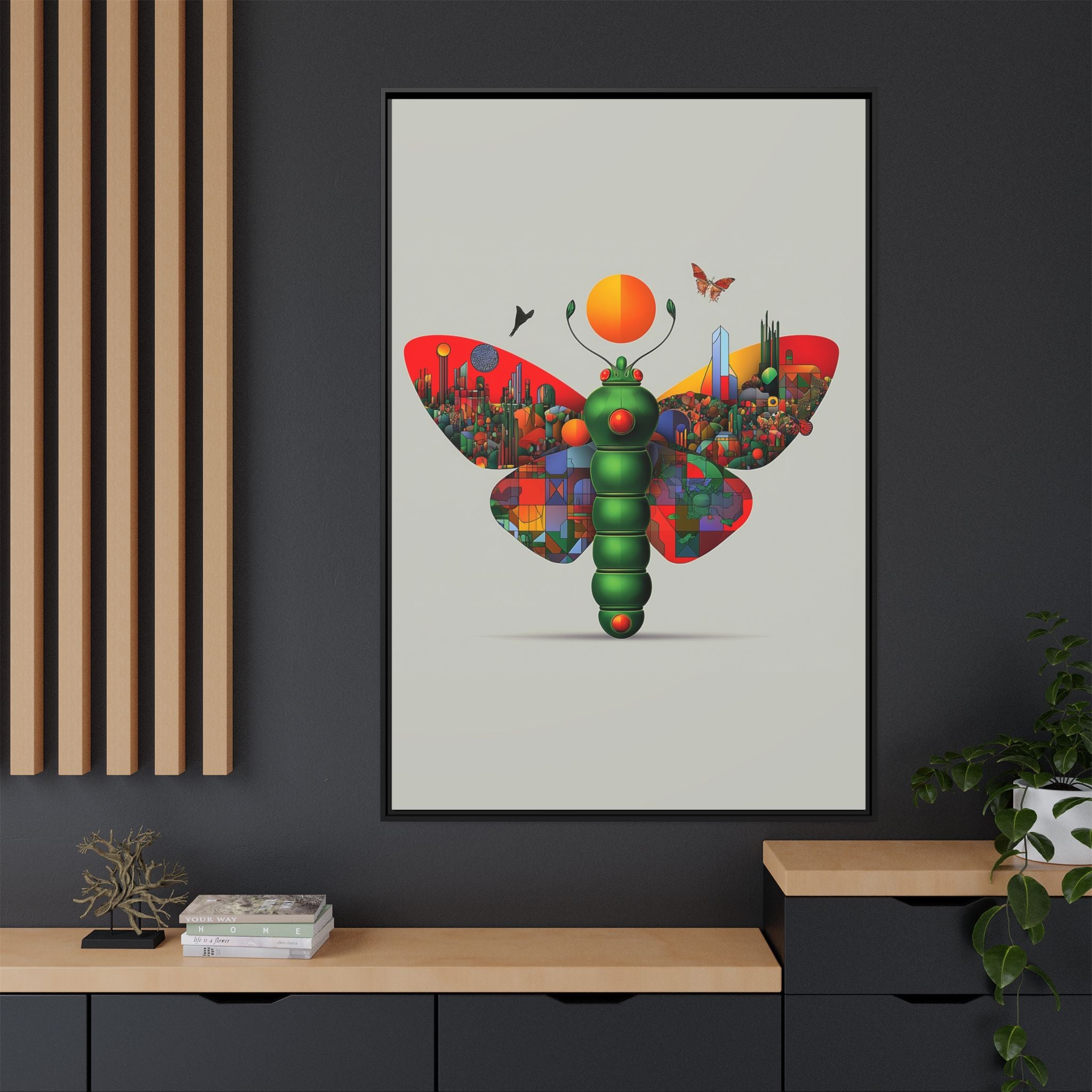 Urban Metamorphosis: Geometric Butterfly Cityscape, Cubist Digital Illustration   |    Custom Orders Available
