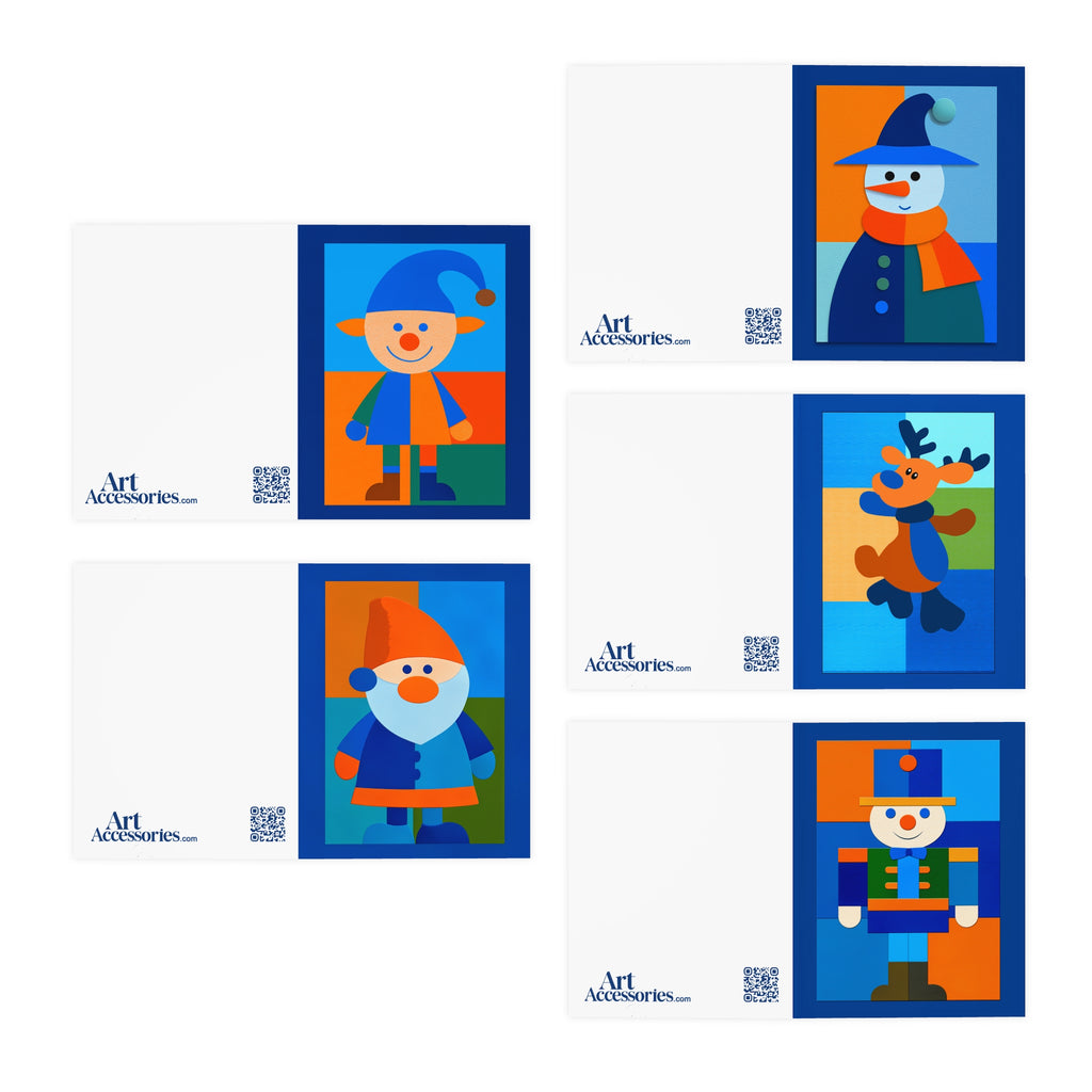 Christmas Greeting Cards, 5-Pack Blue Toned Holiday Cards