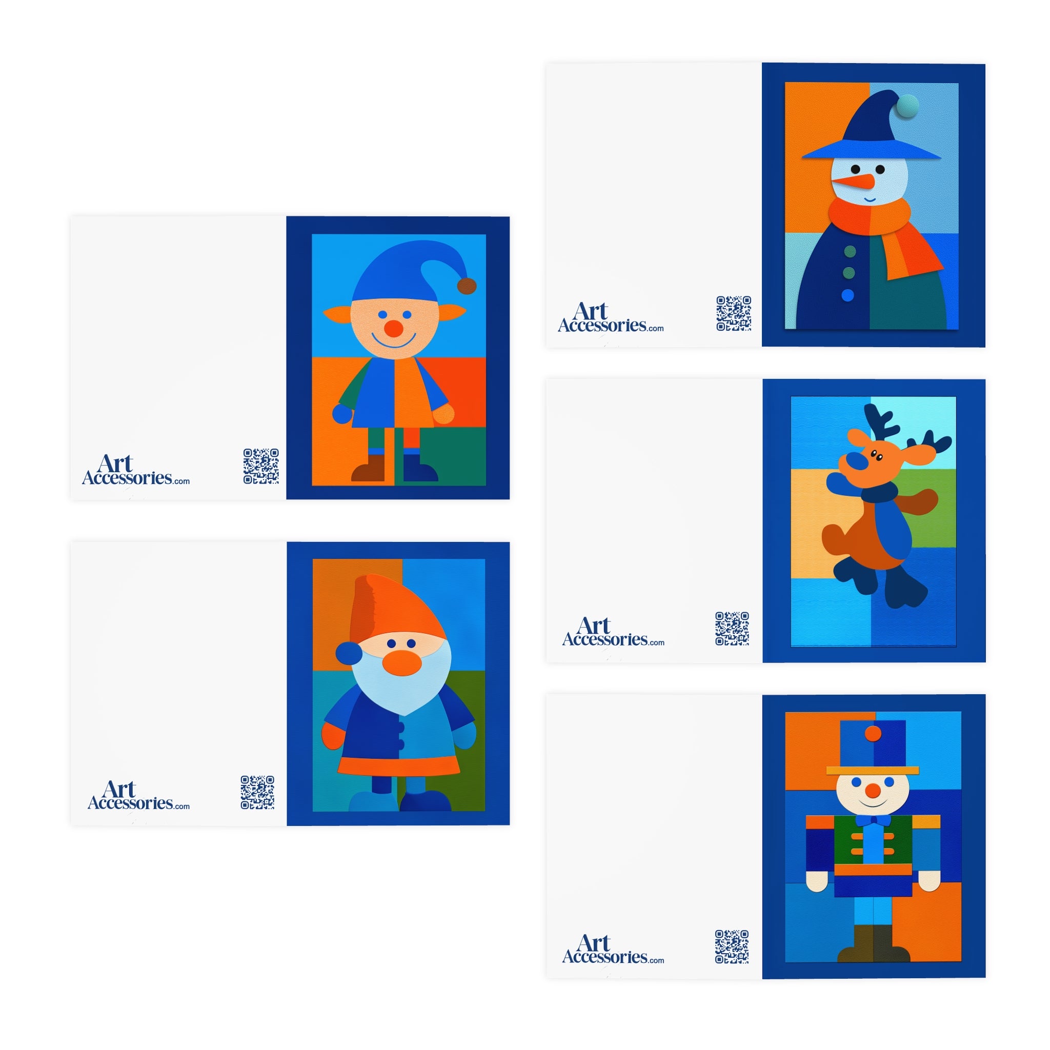 Christmas Greeting Cards, 5-Pack Blue Toned Holiday Cards