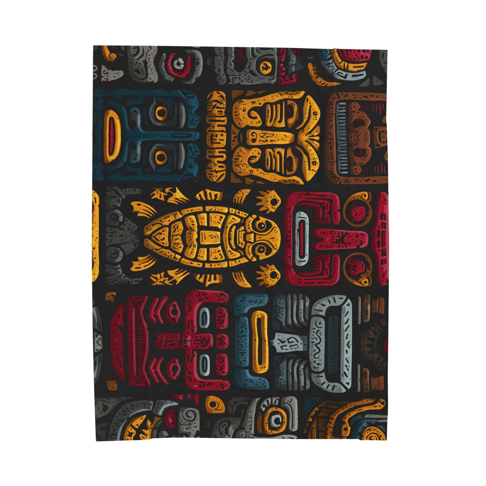 Colorful Stone Head Plush Blanket, Cozy Home Decor, Unique Gift for Kids, Mexican Fiesta Theme, Perfect for Snuggling