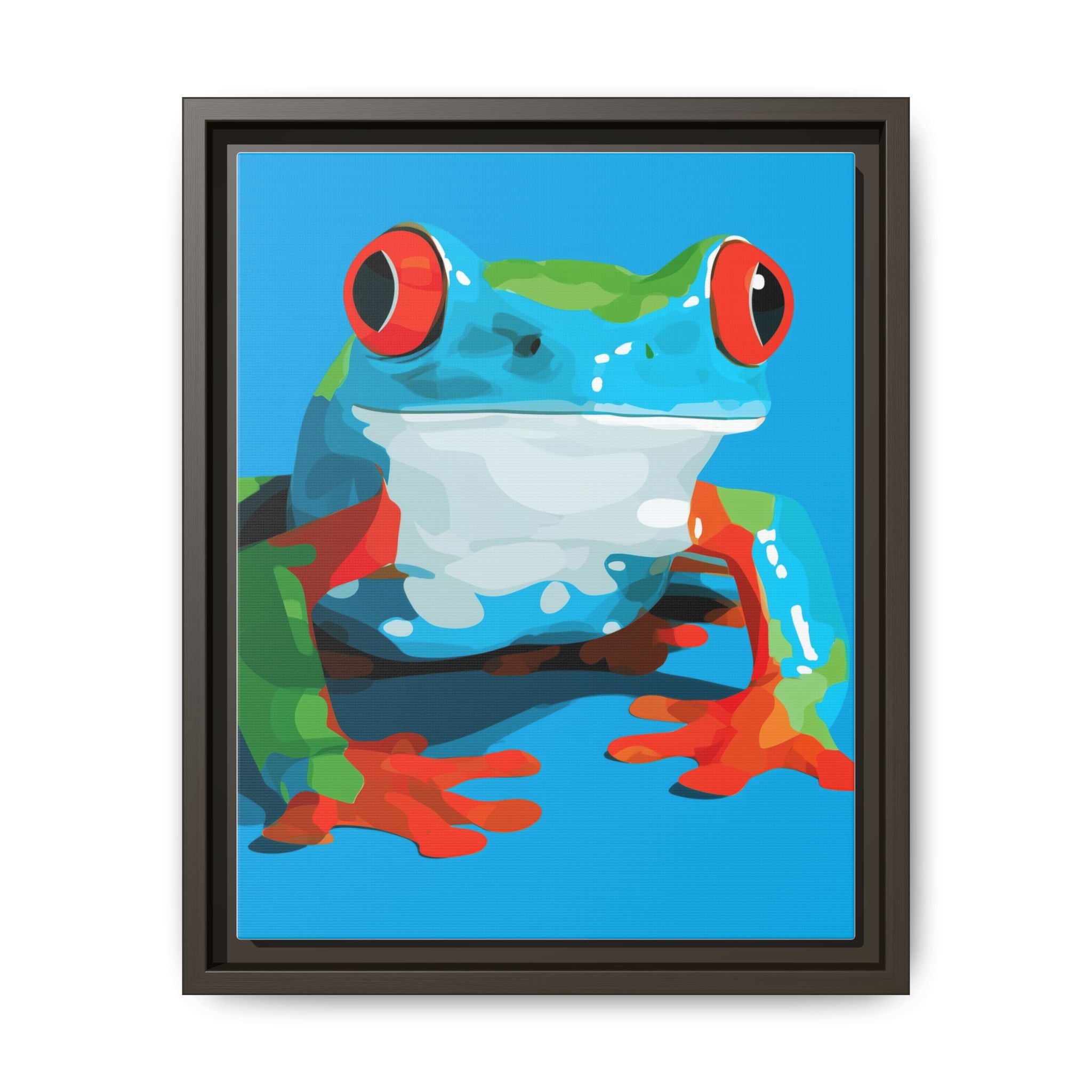 Red-Eyed Green Tree Frog Framed Print : Graphic Design, Pop Art Amphibian Portrait   |  Personalized & Custom Orders Available