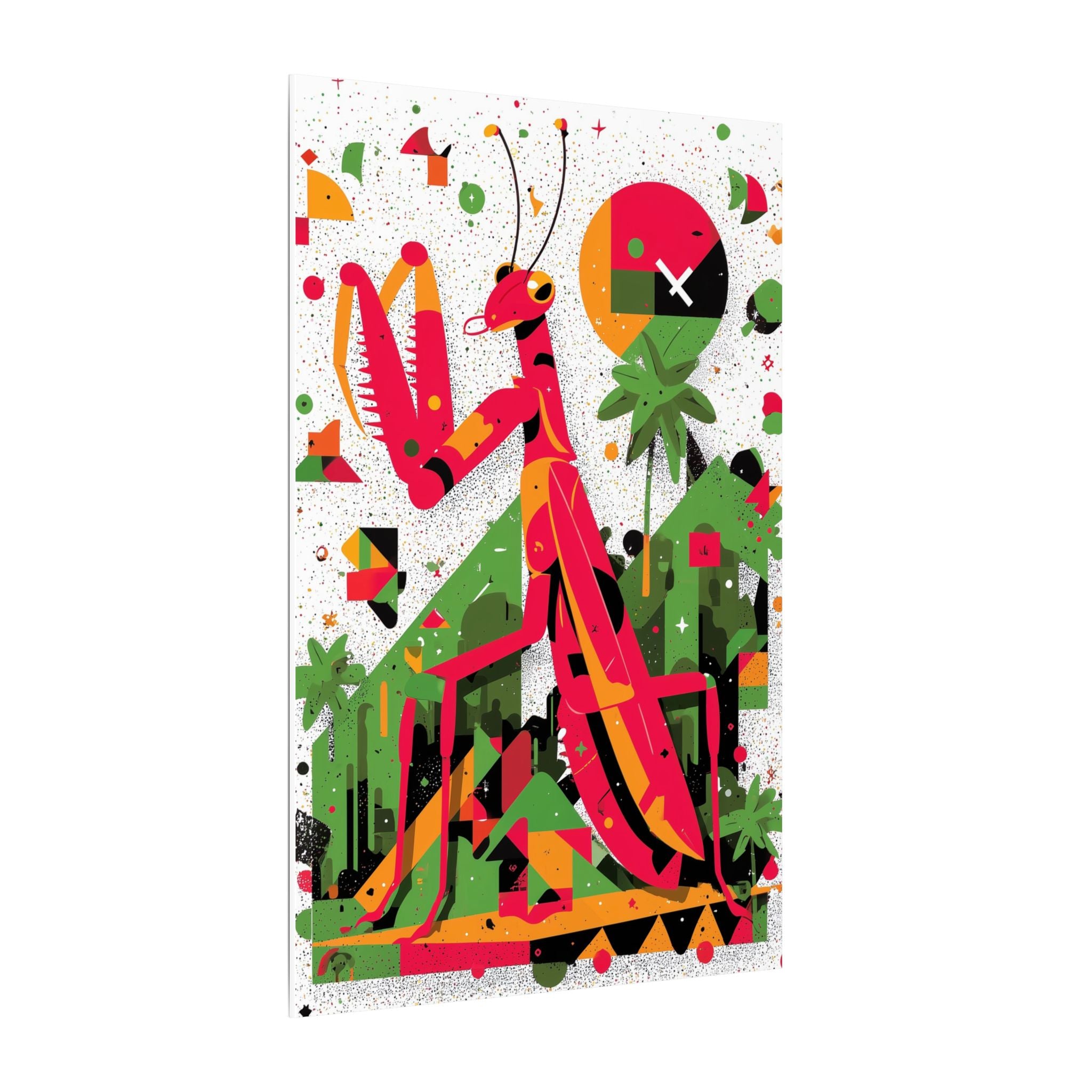 Geometric Praying Mantis: Cubist Insect Landscape, Digital Abstract Composition   |    Custom Orders Available