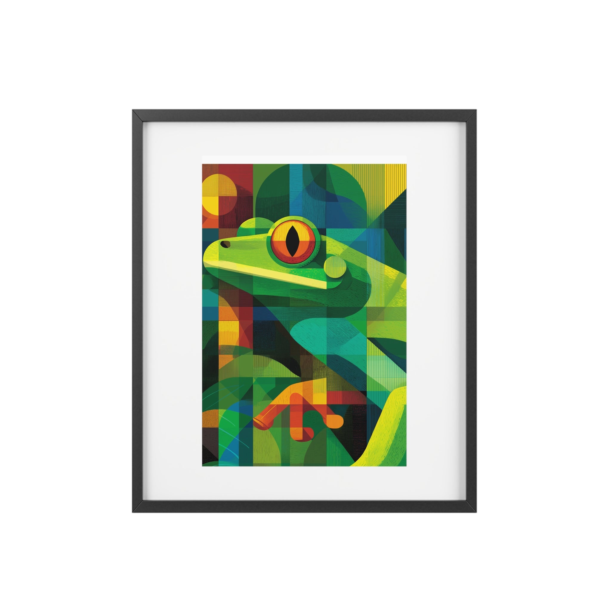 Vibrant Frog Art Framed Poster, Colorful Wall Decor, Nature-Inspired Home Decor, Unique Gift for Animal Lovers, Modern Art Print