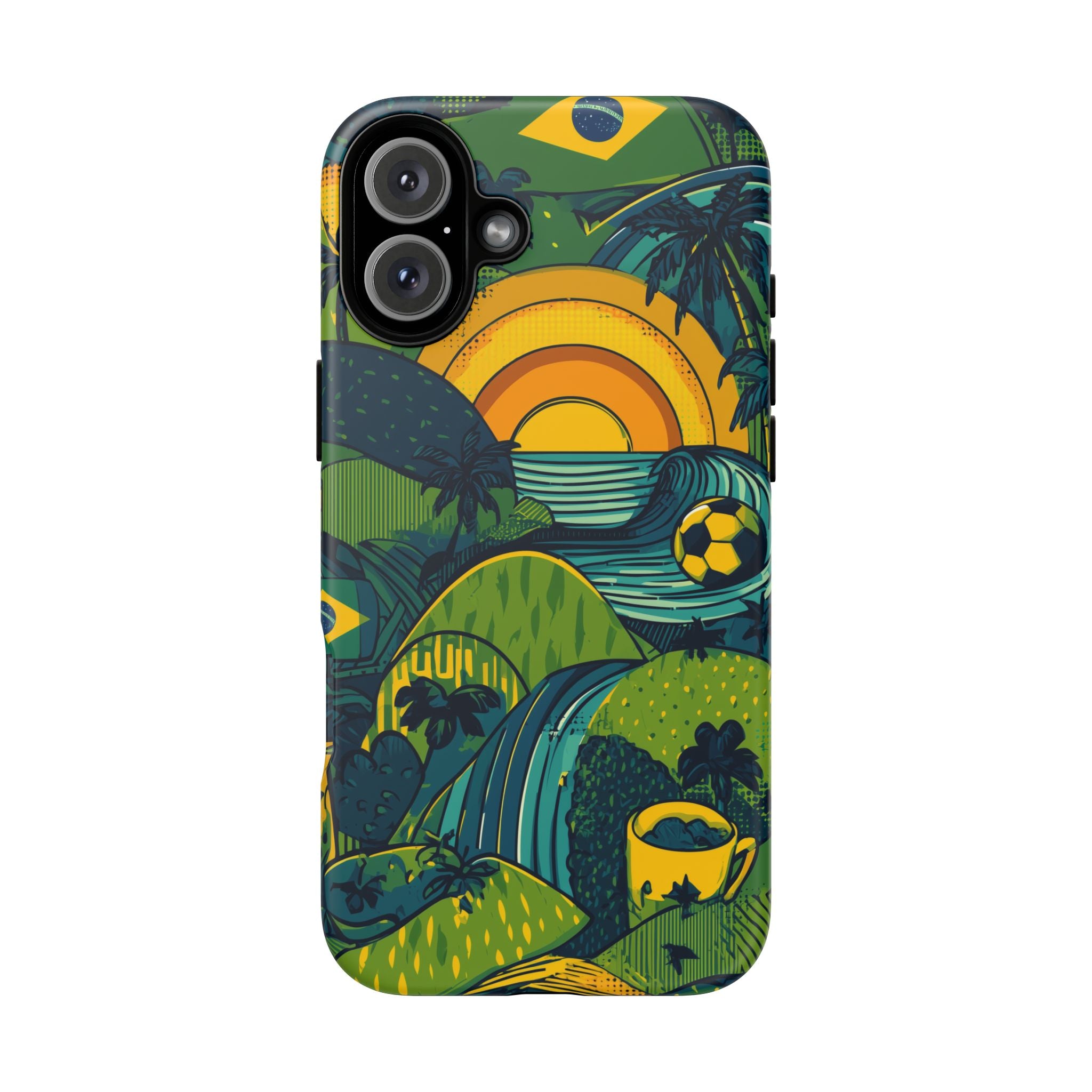 Brazil Tough Cases: Sporty Tropical Phone Case, Fun Beach Vibe Phone Accessory, Summer Travel Gift, Colorful Phone Cover, Casual Style Tech
