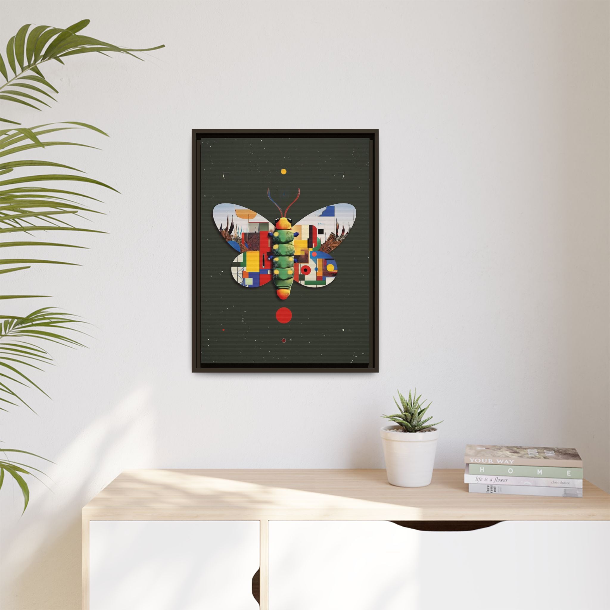 Geometric Butterfly Framed Print : Digital Cubist Interpretation, Modernist Entomological Design   |  Personalized & Custom Orders Available