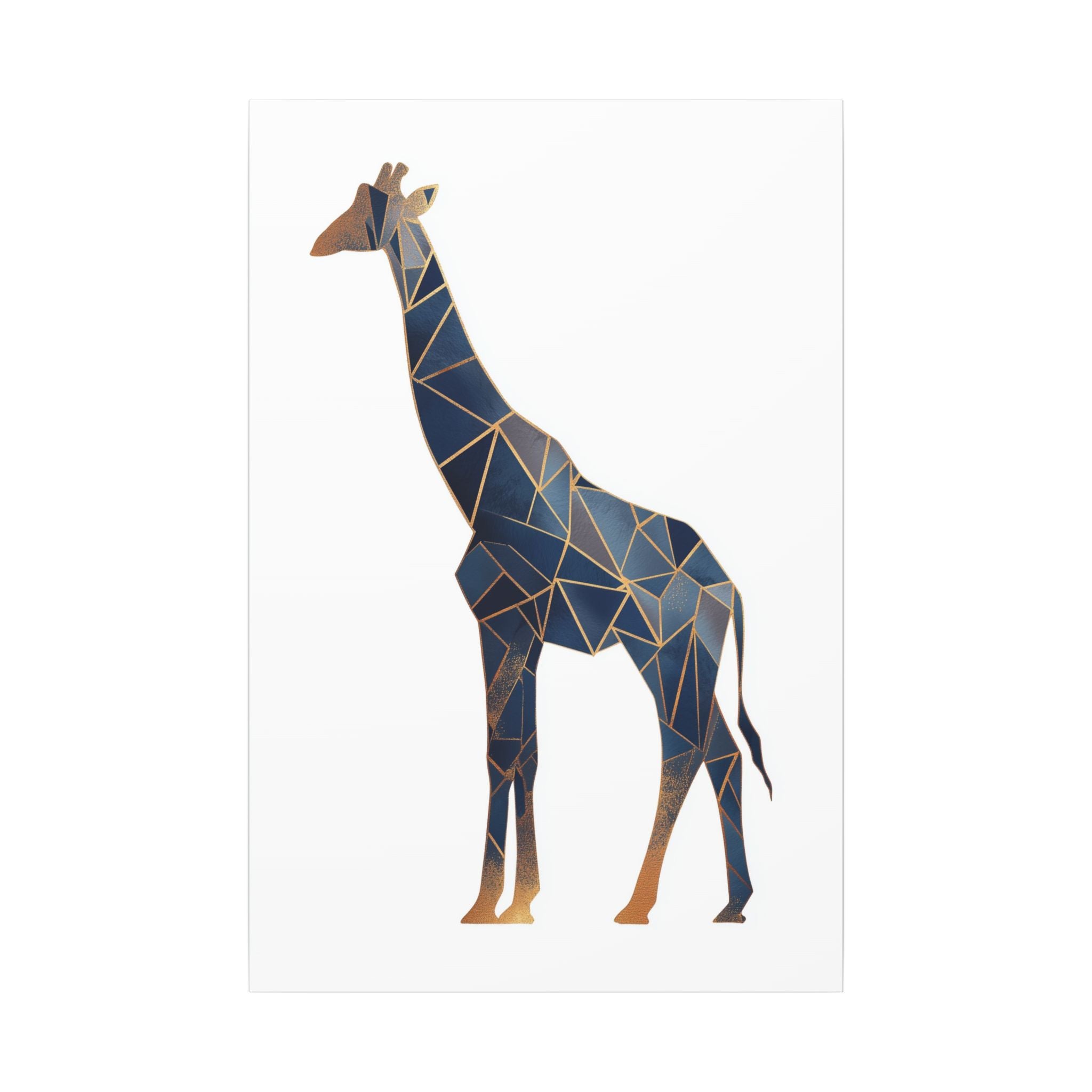 Prismatic Giraffe: Geometric Wildlife Art, Modern Mosaic Deconstruction, Angular Blue and Bronze Composition   |  Personalized & Custom
