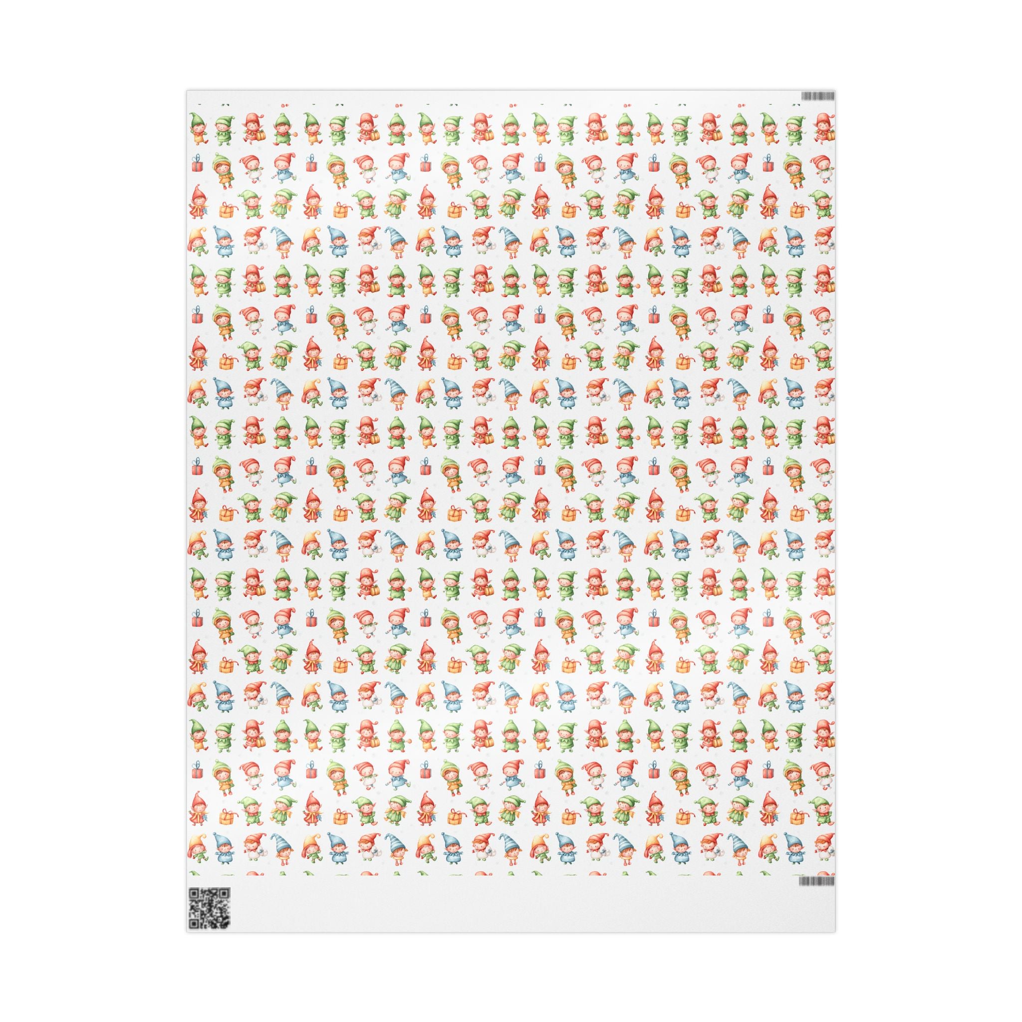 Wrapping Paper – Cute Watercolor Christmas Elves Gift Wrap