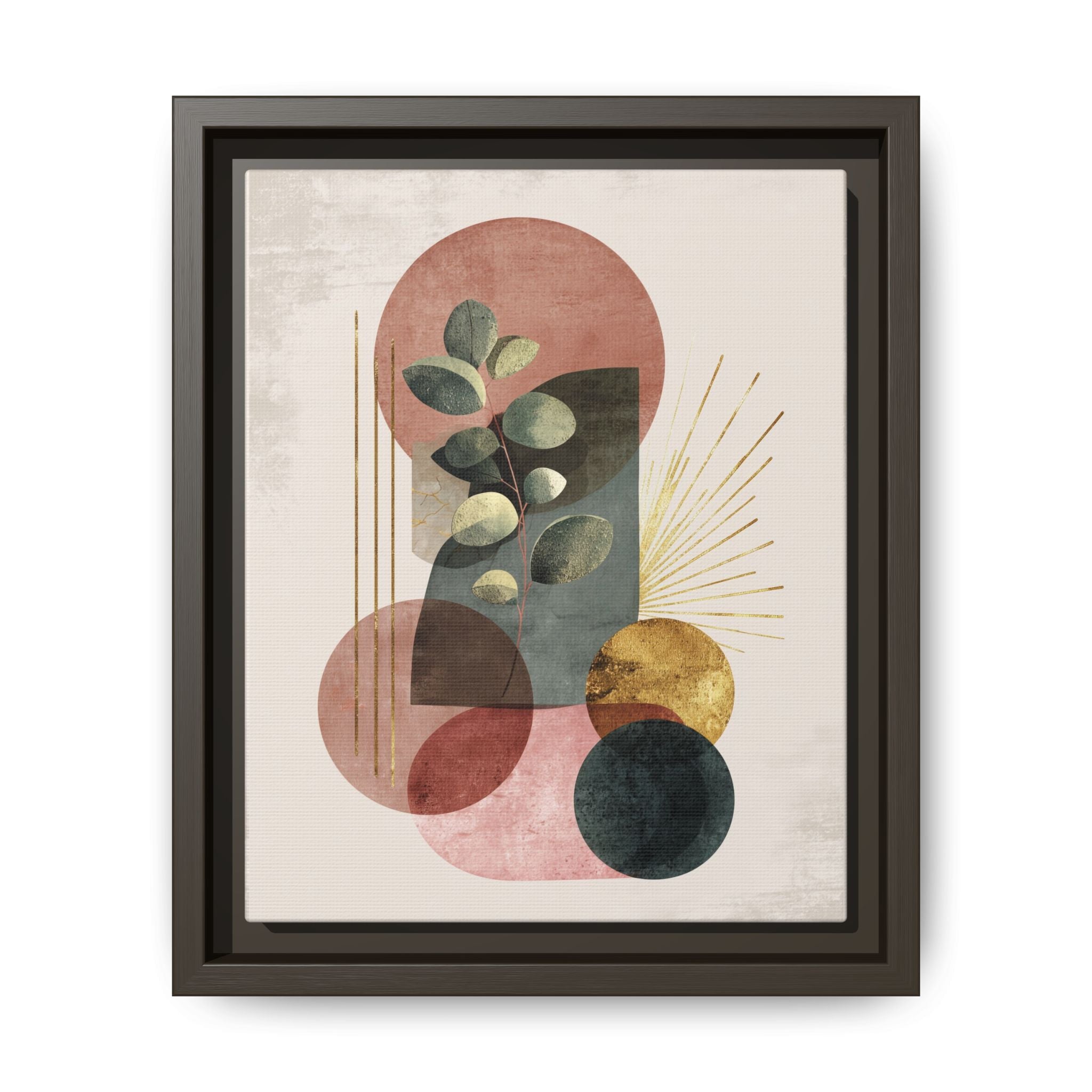 Botanical Geometric Symphony: Eucalyptus Harmony, Metallic Intersections, Modern Earth Tones   |   Custom Orders Accepted