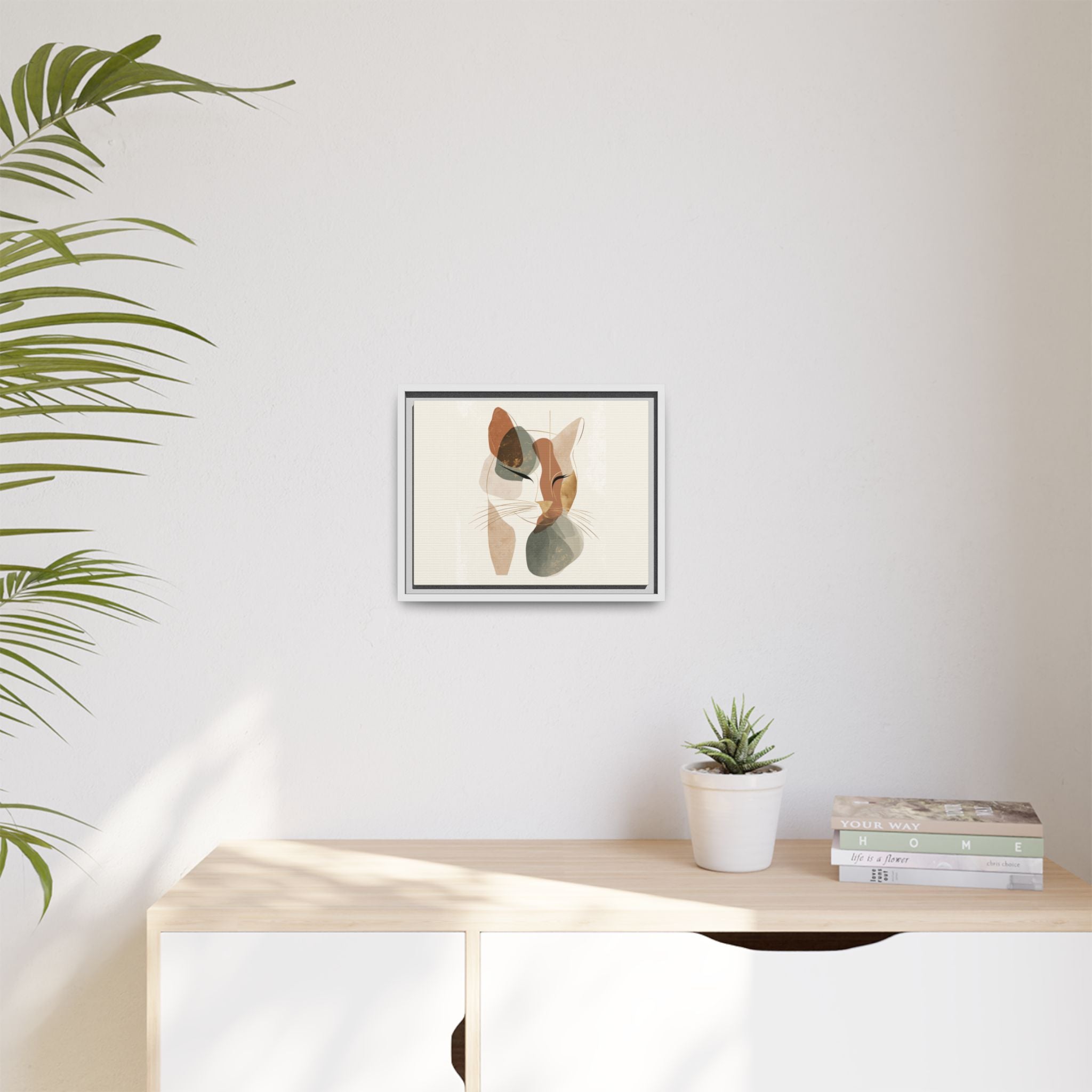 Feline Geometry: Abstract Cat Portrait, Minimalist Earth Tones   |  Personalized & Custom Orders Available