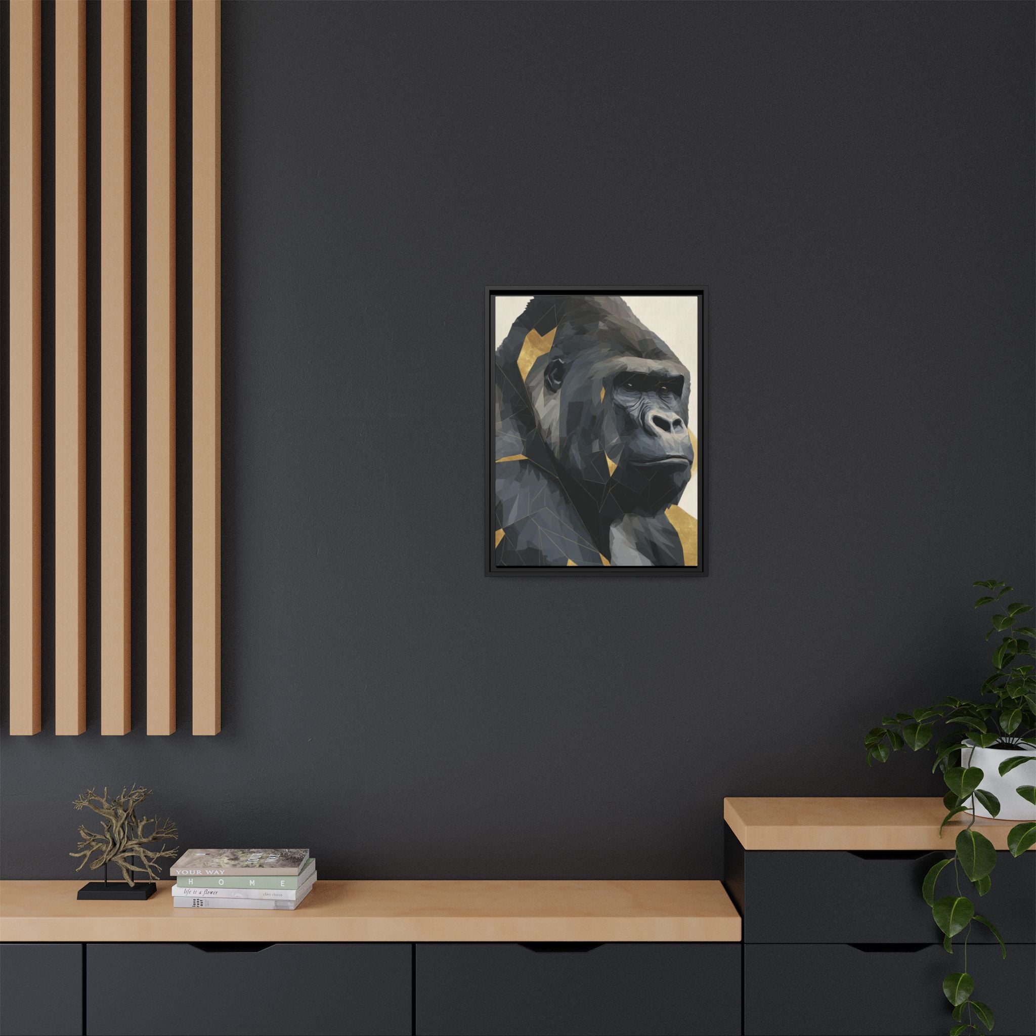 Primal Geometry: Polygonal Gorilla Portrait, Modern Metallic Wildlife Art   |  Personalized & Custom Orders Available