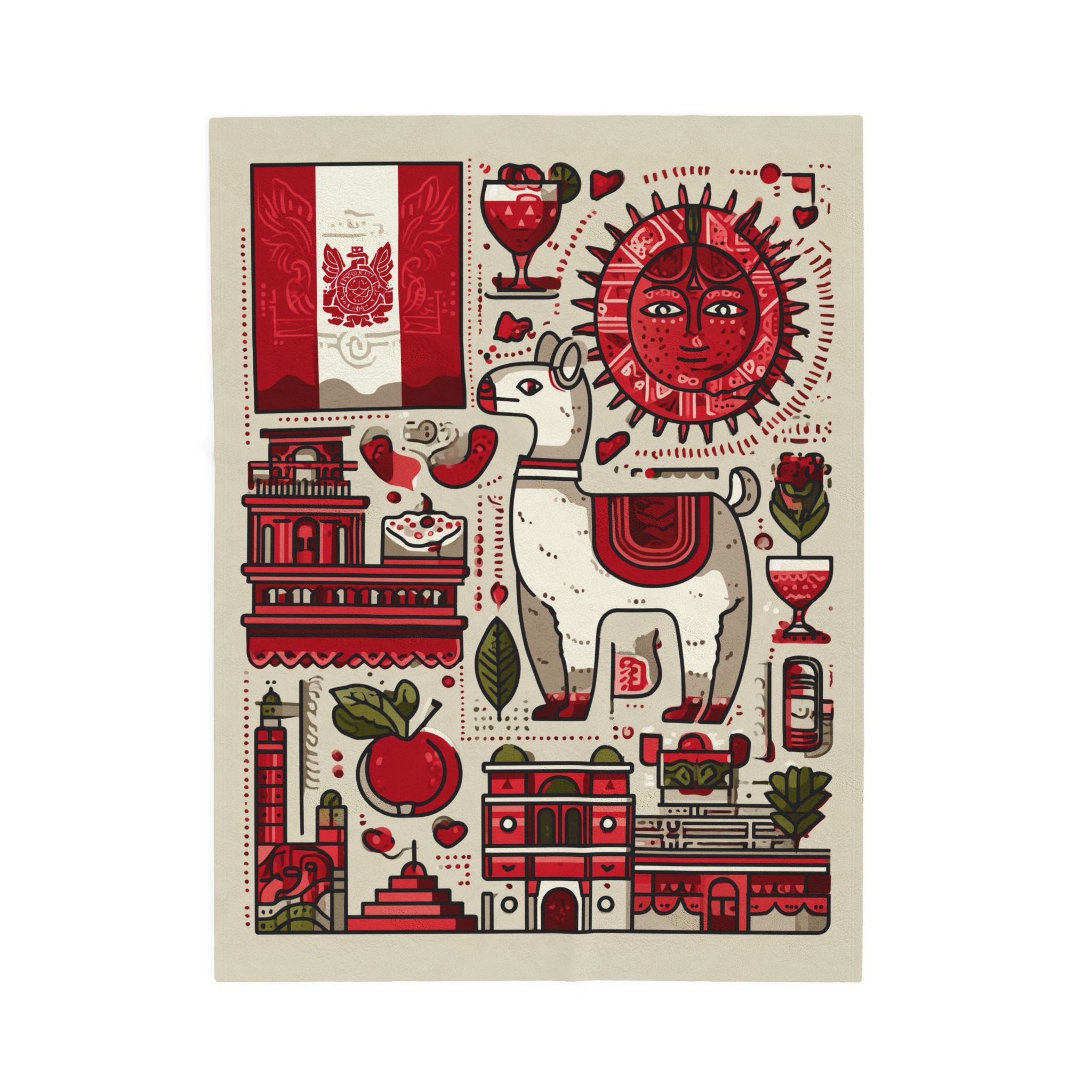 Peruvian Spirit Quilt Doona Duvet Cover : Cultural Mosaic of Heritage, Folk Art Illustration   |   Custom Orders Accepted