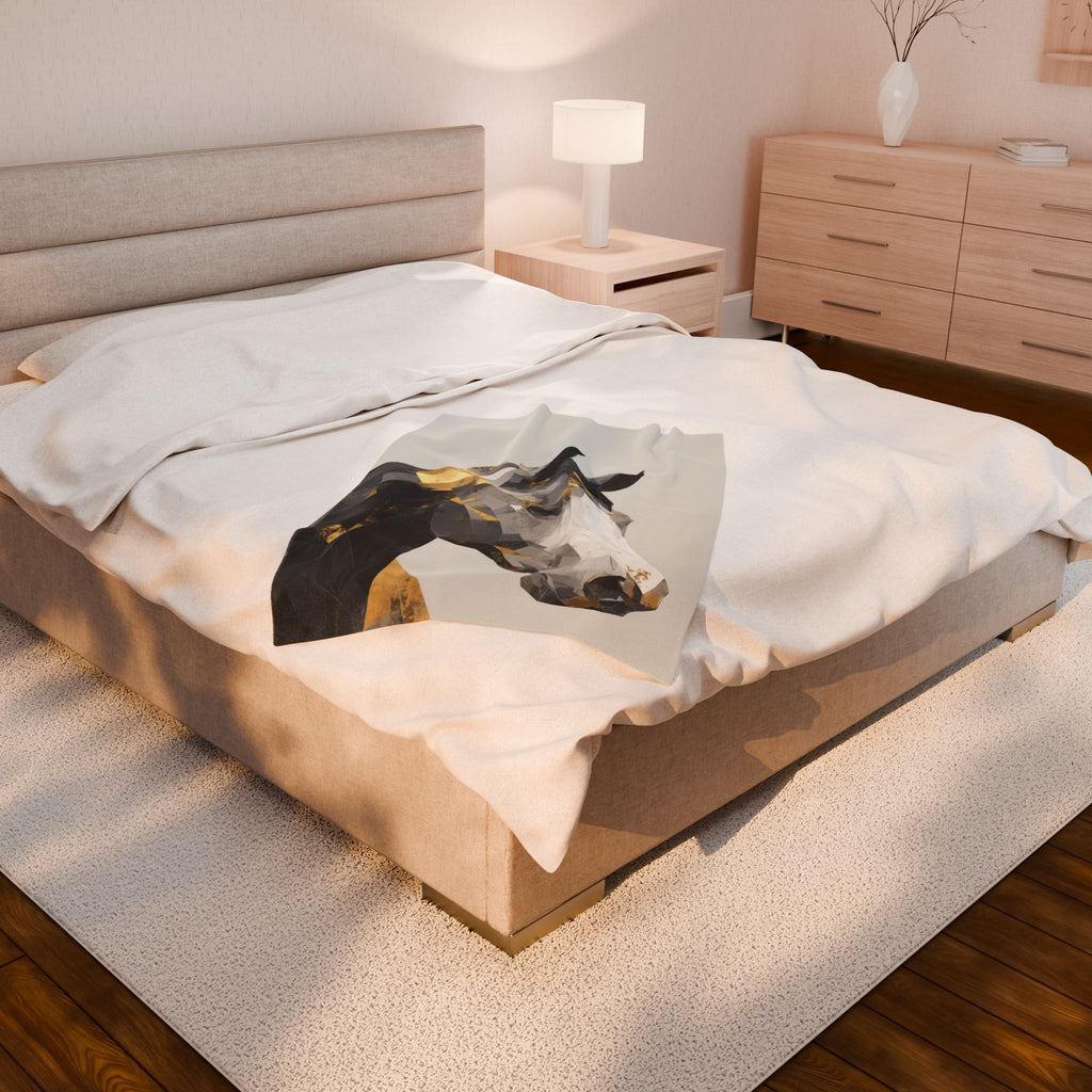 Geometric Equine Elegance: Cubist Horse Portrait, Angular Modern Art, Metallic Gold Contemporary Design   |  Personalized & Custom Orders