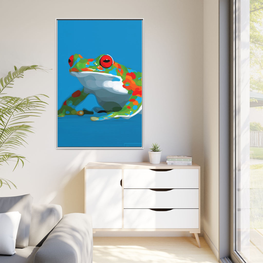 Chromatic Amphibian Framed Print : Mosaic Frog Vector Art, Modern Wildlife Illustration   |  Personalized & Custom Orders Available