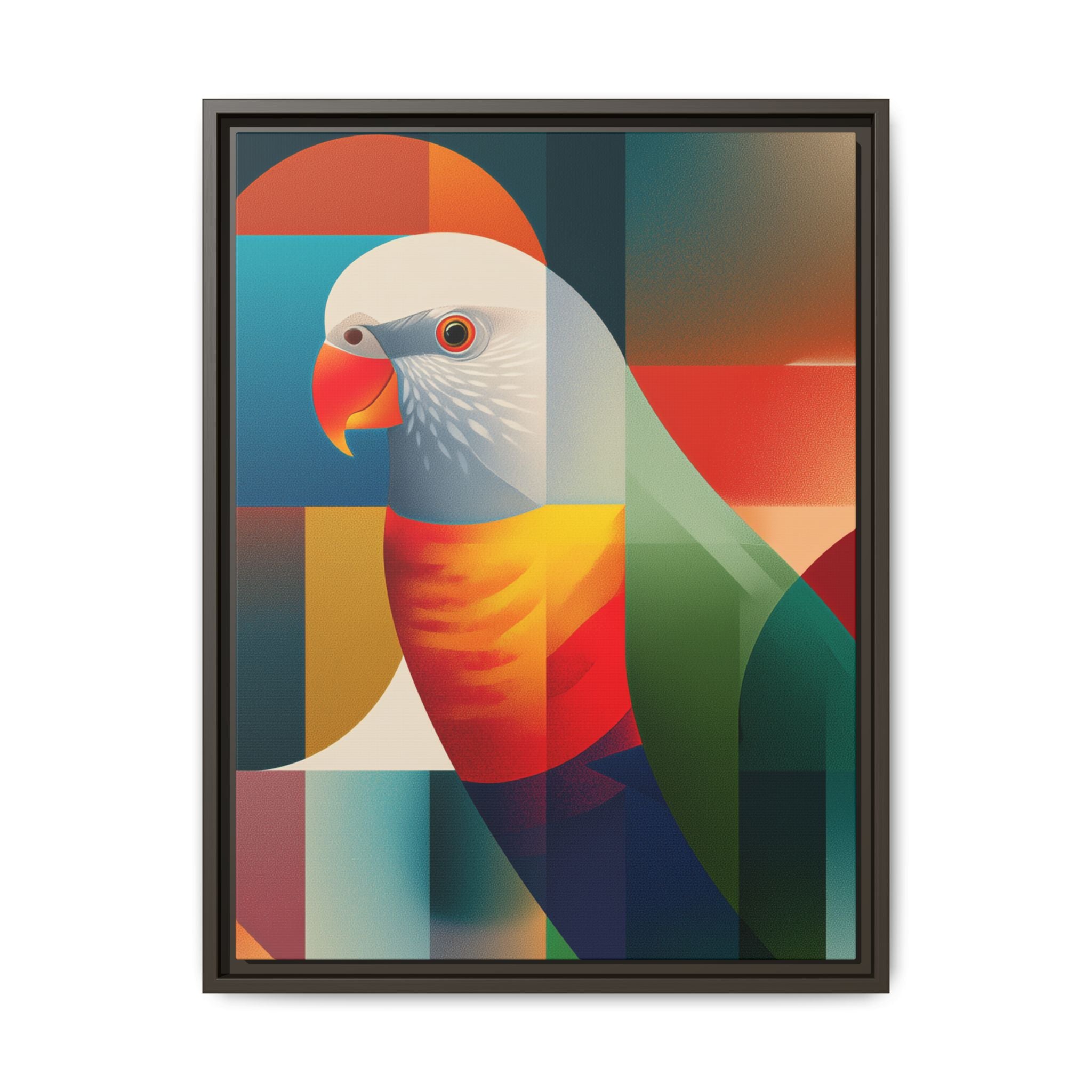 Cubist Parrot Mosaic: Geometric Digital Portrait, Vibrant Abstract Rendering   |  Personalized & Custom Orders Available