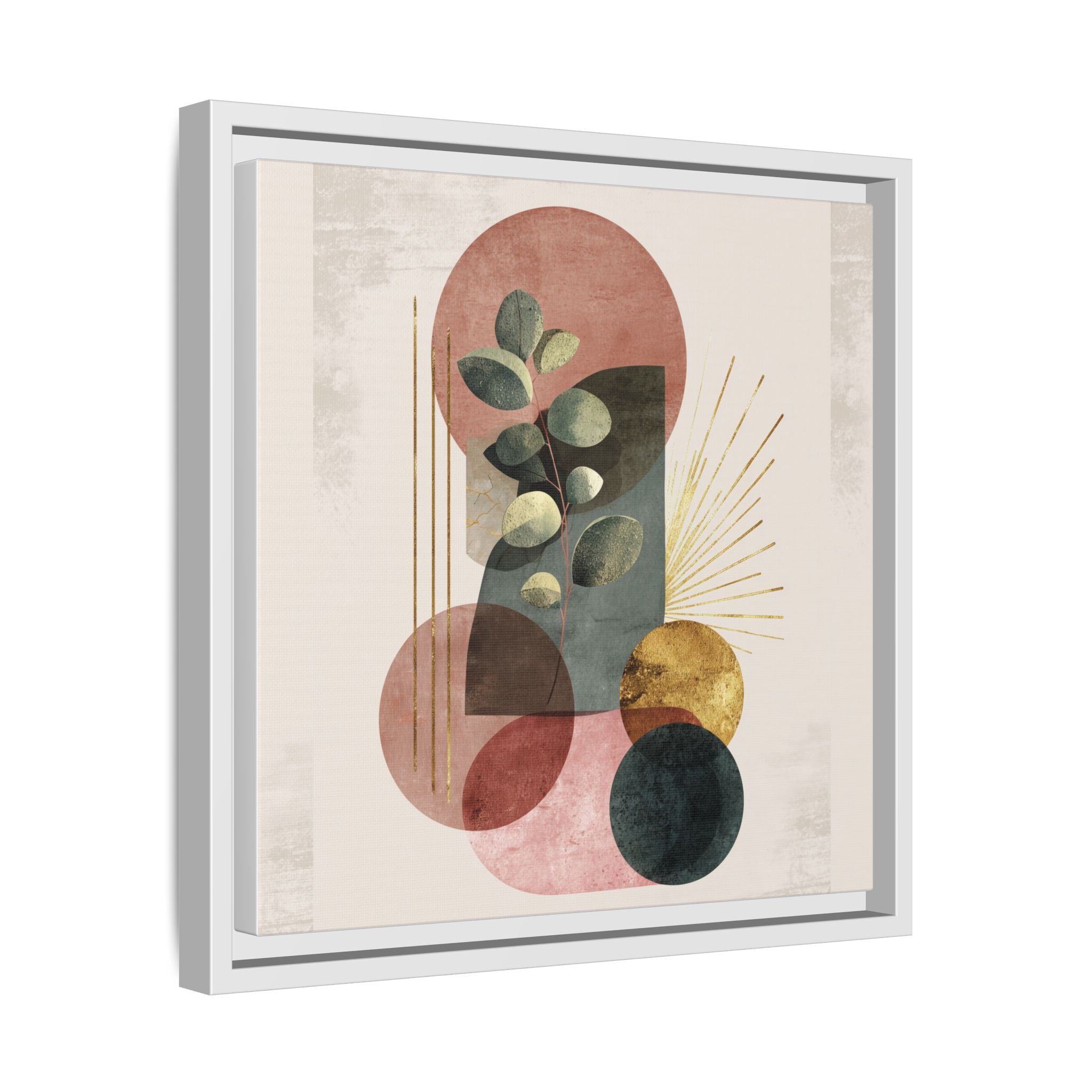 Botanical Geometric Symphony: Eucalyptus Harmony, Metallic Intersections, Modern Earth Tones   |   Custom Orders Accepted