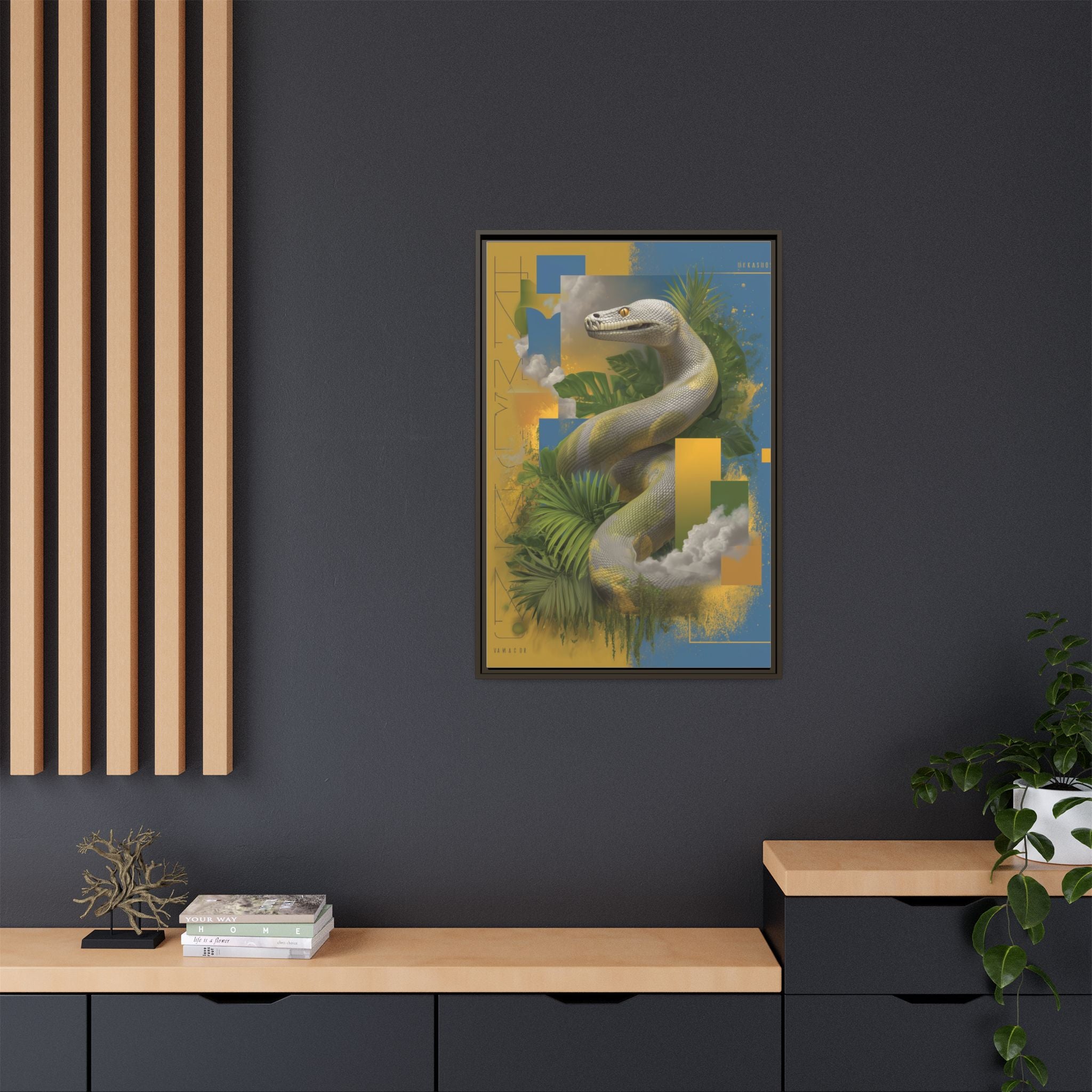 Serpent of Surreal Geometries: Tropical Hyperrealism, Digital Snake Illustration   |    Custom Orders Available