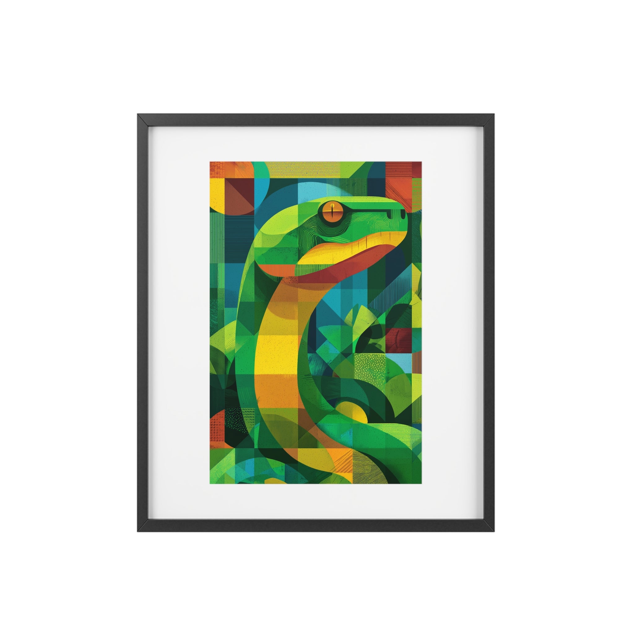 Vibrant Snake Art Framed Poster, Colorful Wall Decor, Nature-Inspired Home Decor, Unique Gift for Animal Lovers, Modern Art Print