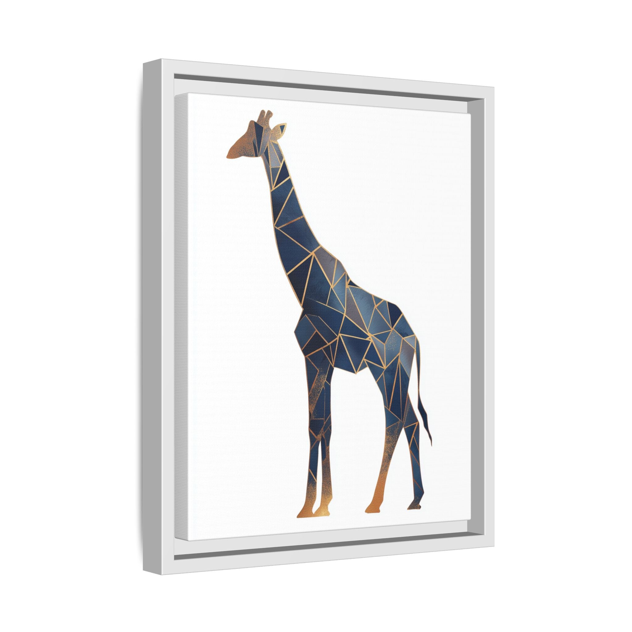 Geometric Giraffe Framed Print : Faceted Blue Mosaic, Modern Wildlife Art   |  Personalized & Custom Orders Available