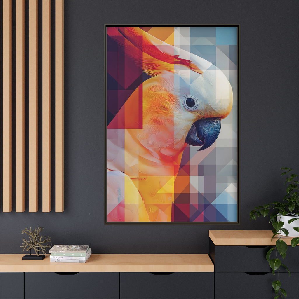 Prismatic Plume: Geometric Parrot Portrait, Digital Mosaic Abstraction   |    Custom Orders Available