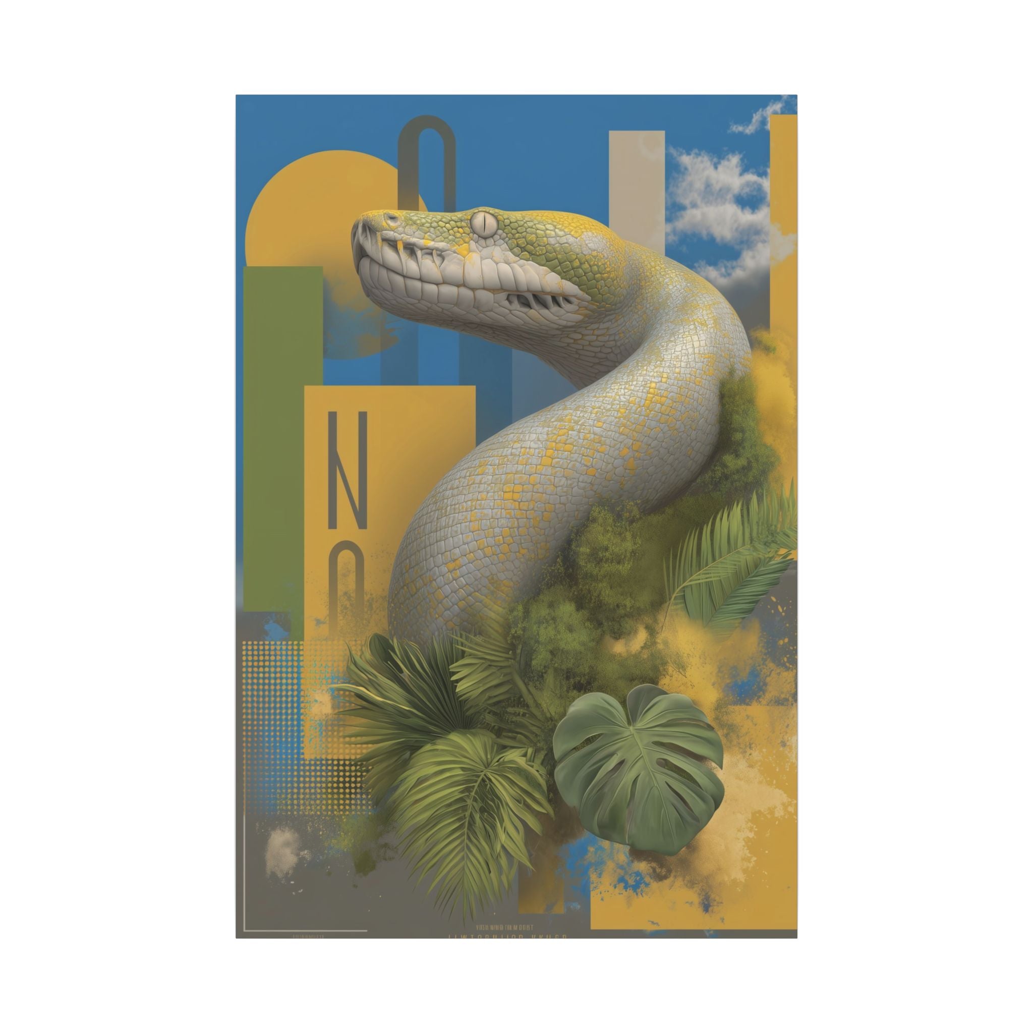 Serpent Sovereignty: Digital Wildlife Illustration, Geometric Botanical Landscape   |    Custom Orders Available