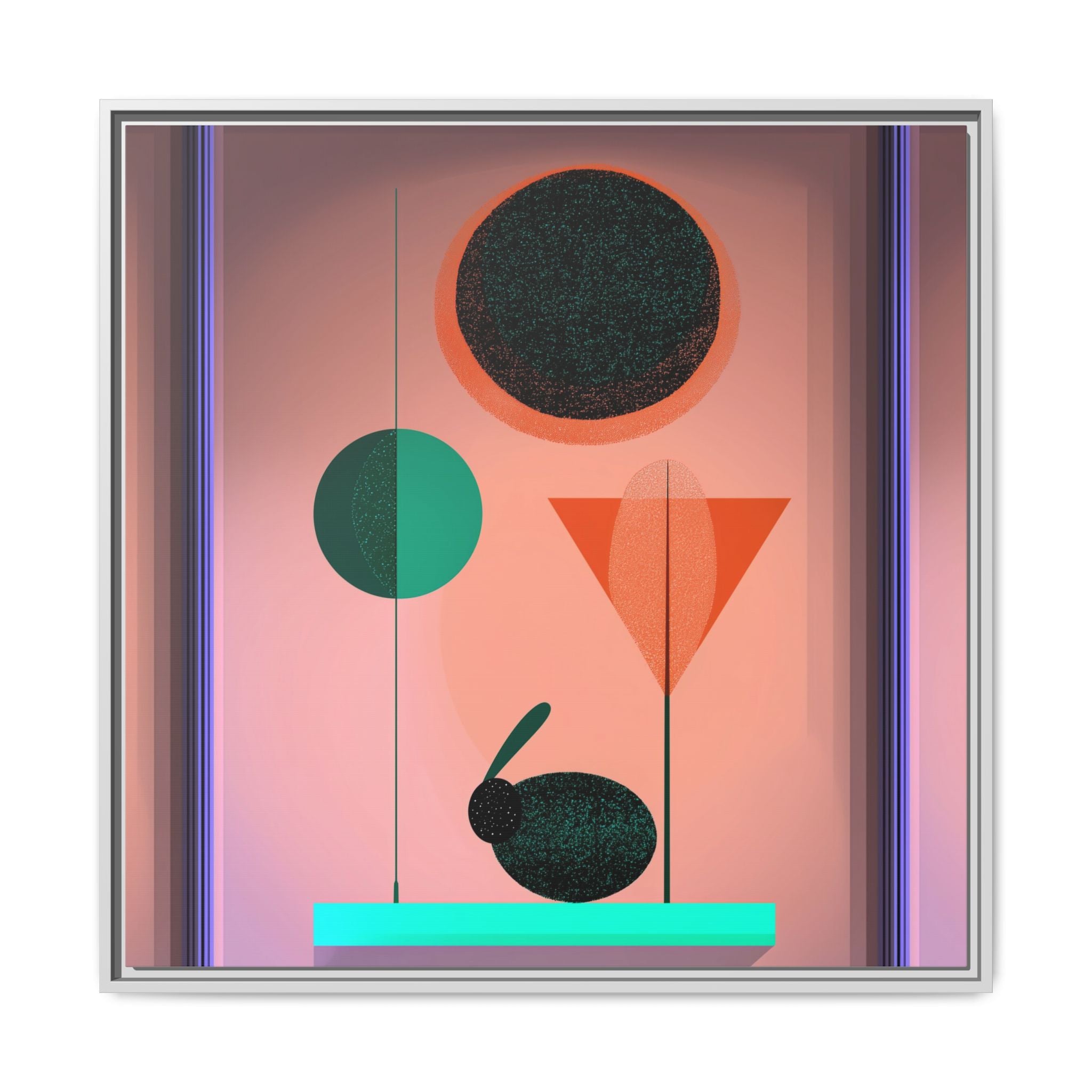 Geometric Harmony: Abstract Minimalist Composition, Organic Shapes and Color Play, Geometric Design with Teal and Orange Palette   |