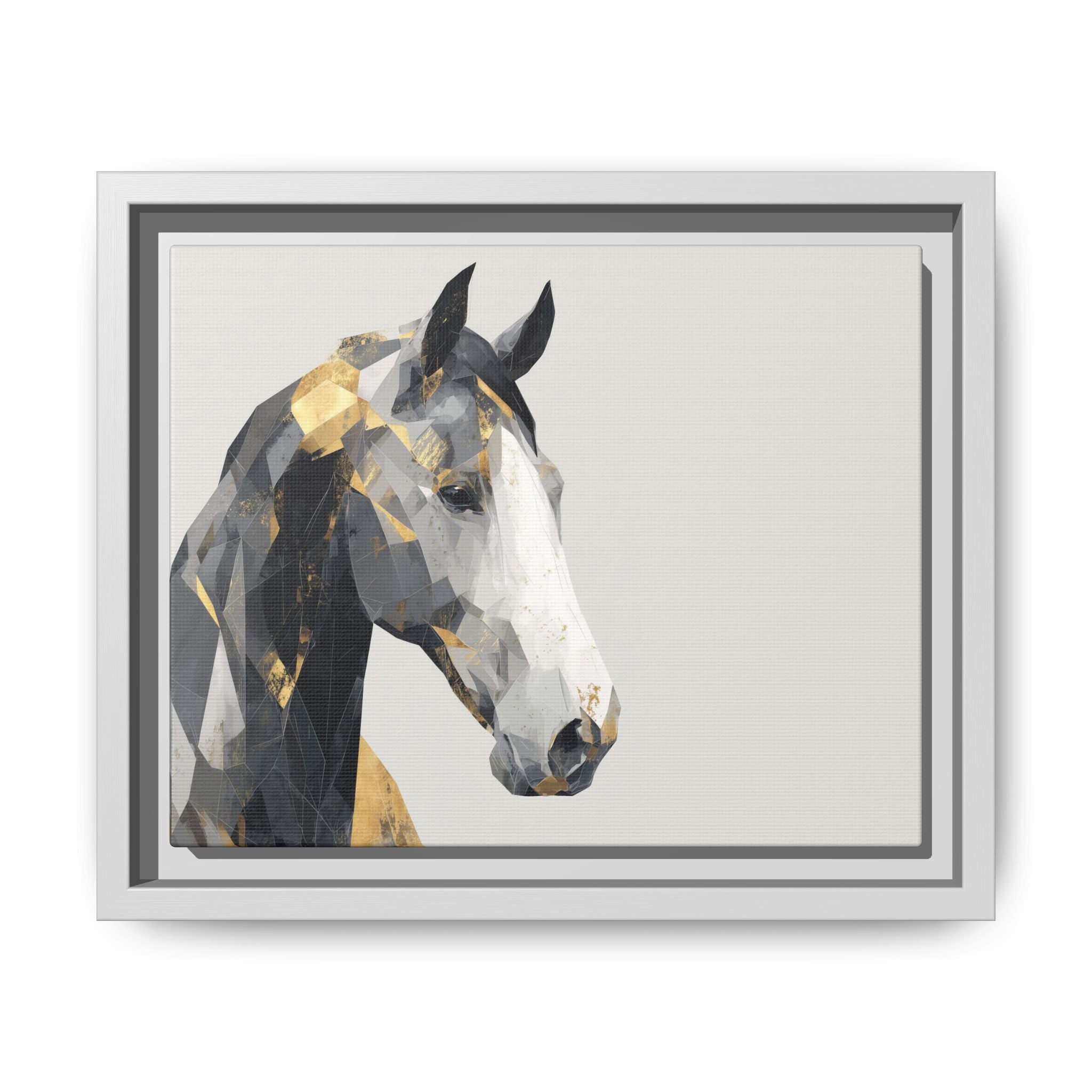 Geometric Stallion: Cubist Equine Art, Modern Metallic Polygonal Design   |  Personalized & Custom Orders Available