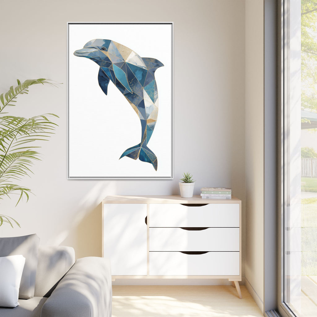 Geometric Dolphin Mosaic Framed Print , Contemporary Marine Art   |  Personalized & Custom Orders Available