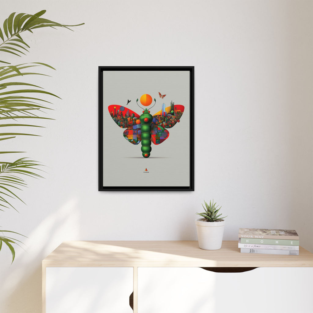 Urban Metamorphosis Framed Print: Geometric Cityscape Butterfly, Digital Surrealism Collage   |  Custom Orders Available