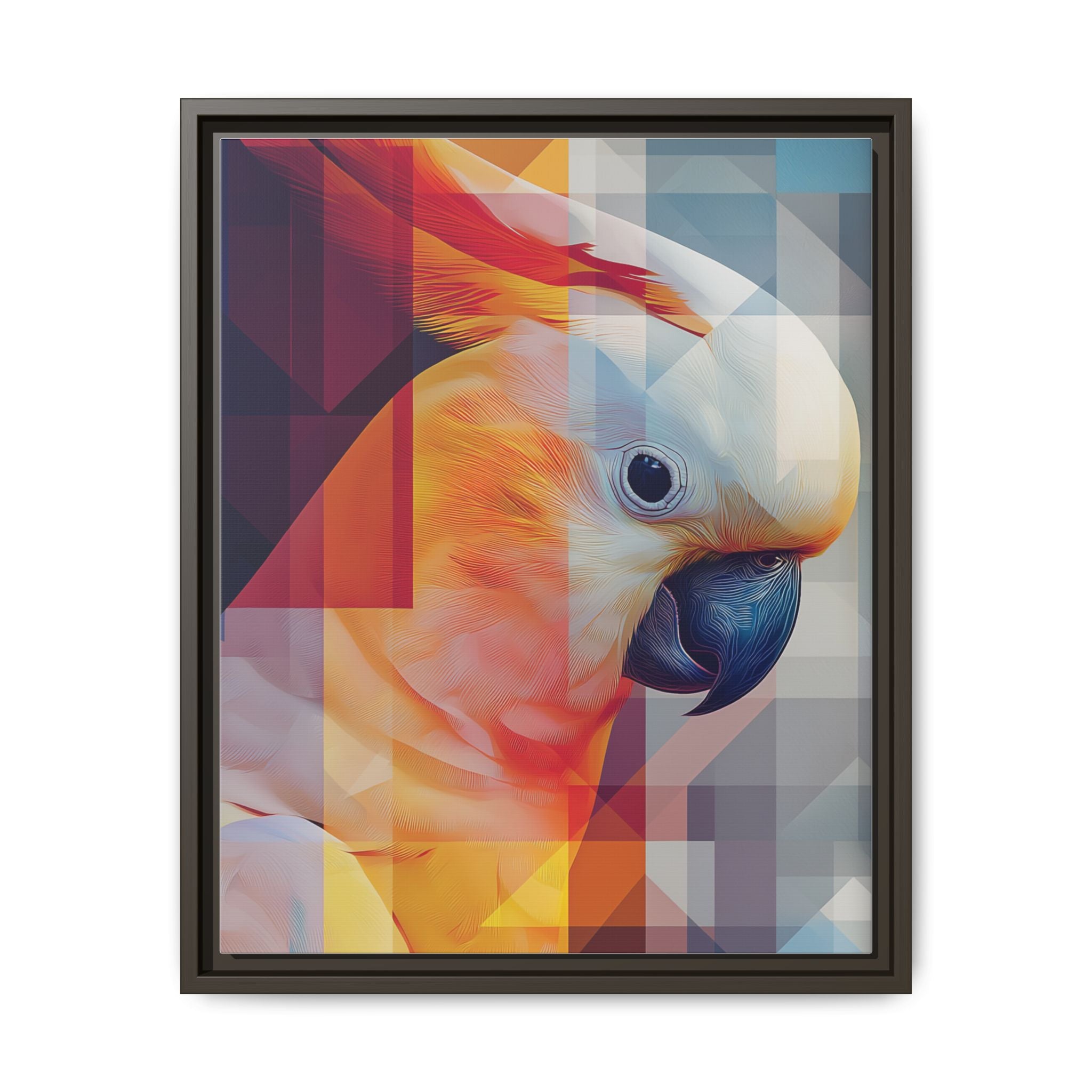 Prismatic Plume: Geometric Parrot Portrait, Digital Mosaic Abstraction   |    Custom Orders Available
