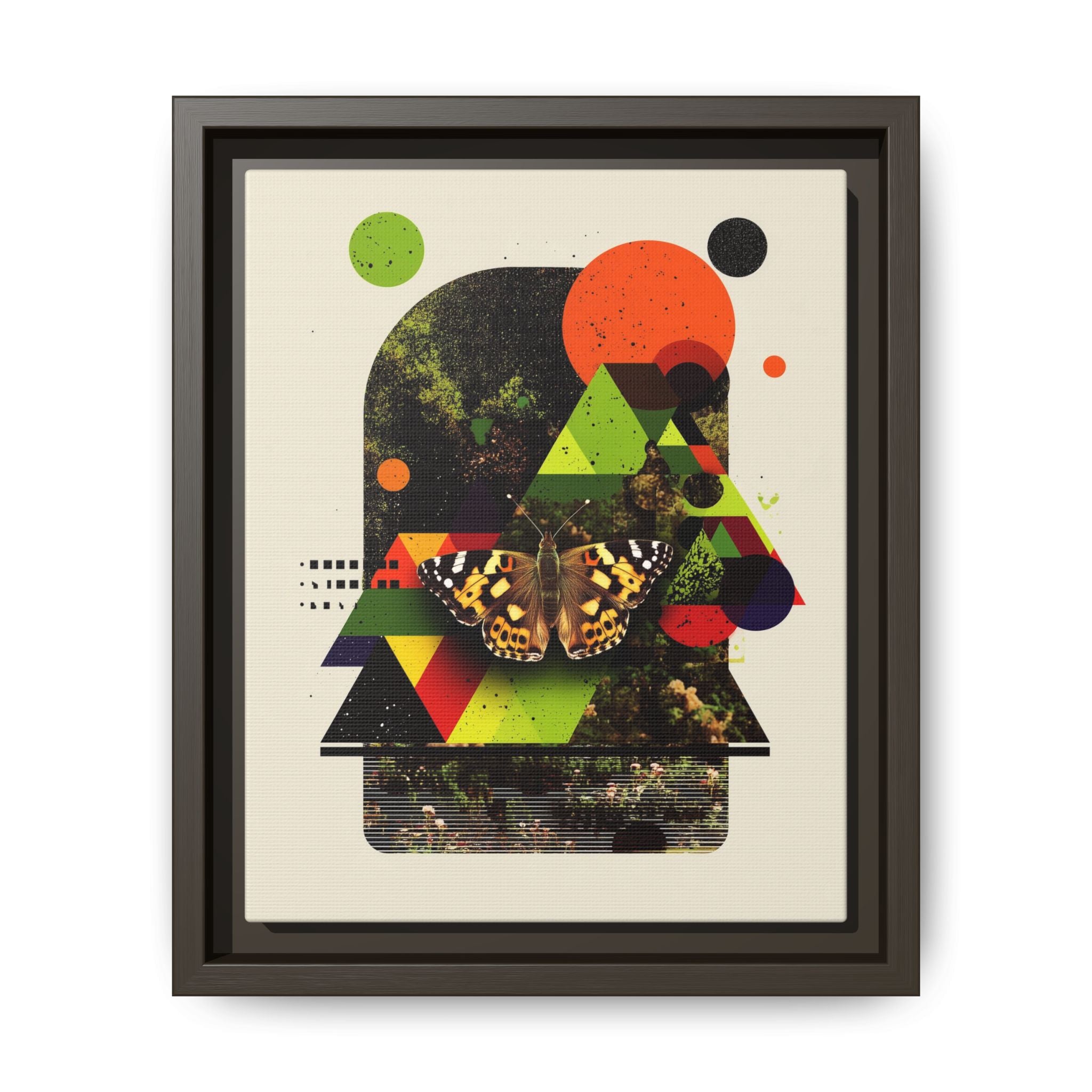 Metamorphic Geometries Framed Print: Digital Nature Collage, Butterfly Abstract Design   |   Custom Orders Available