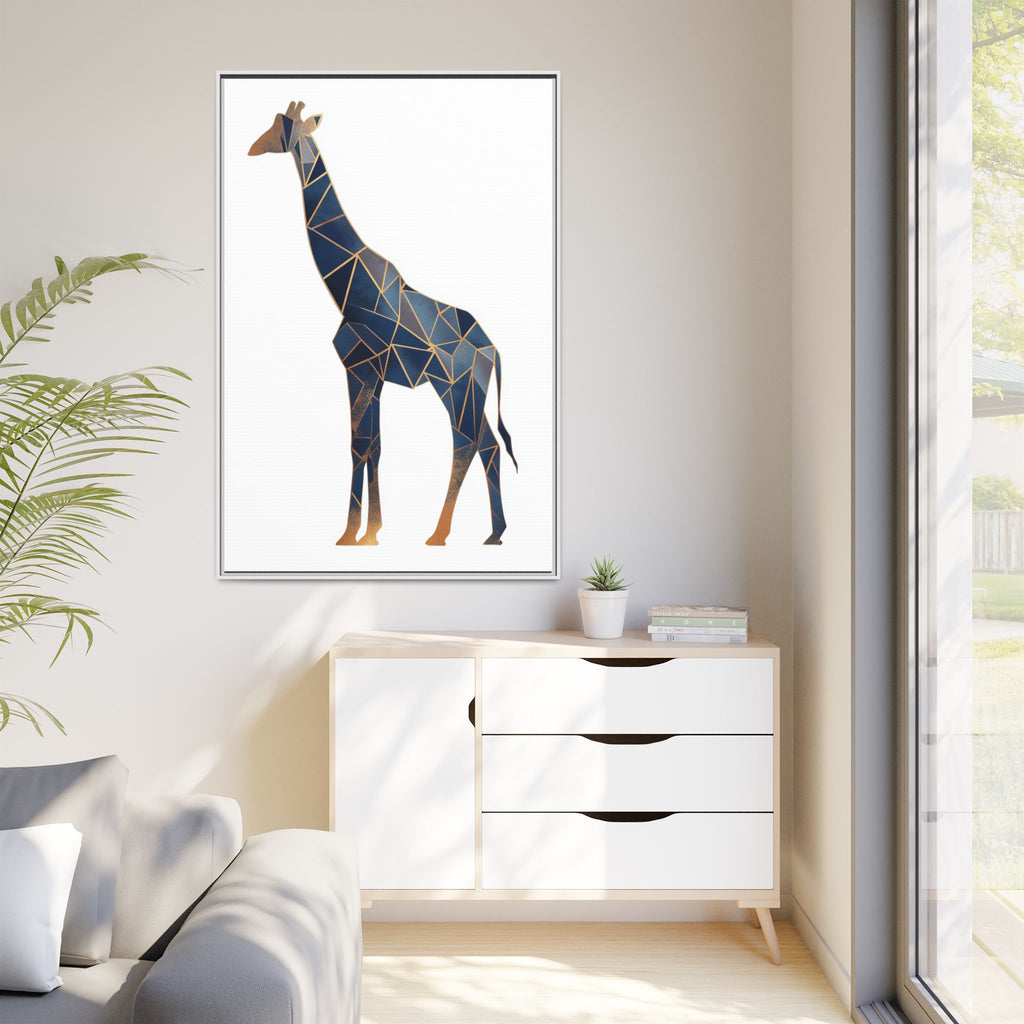 Geometric Giraffe Framed Print : Faceted Blue Mosaic, Modern Wildlife Art   |  Personalized & Custom Orders Available