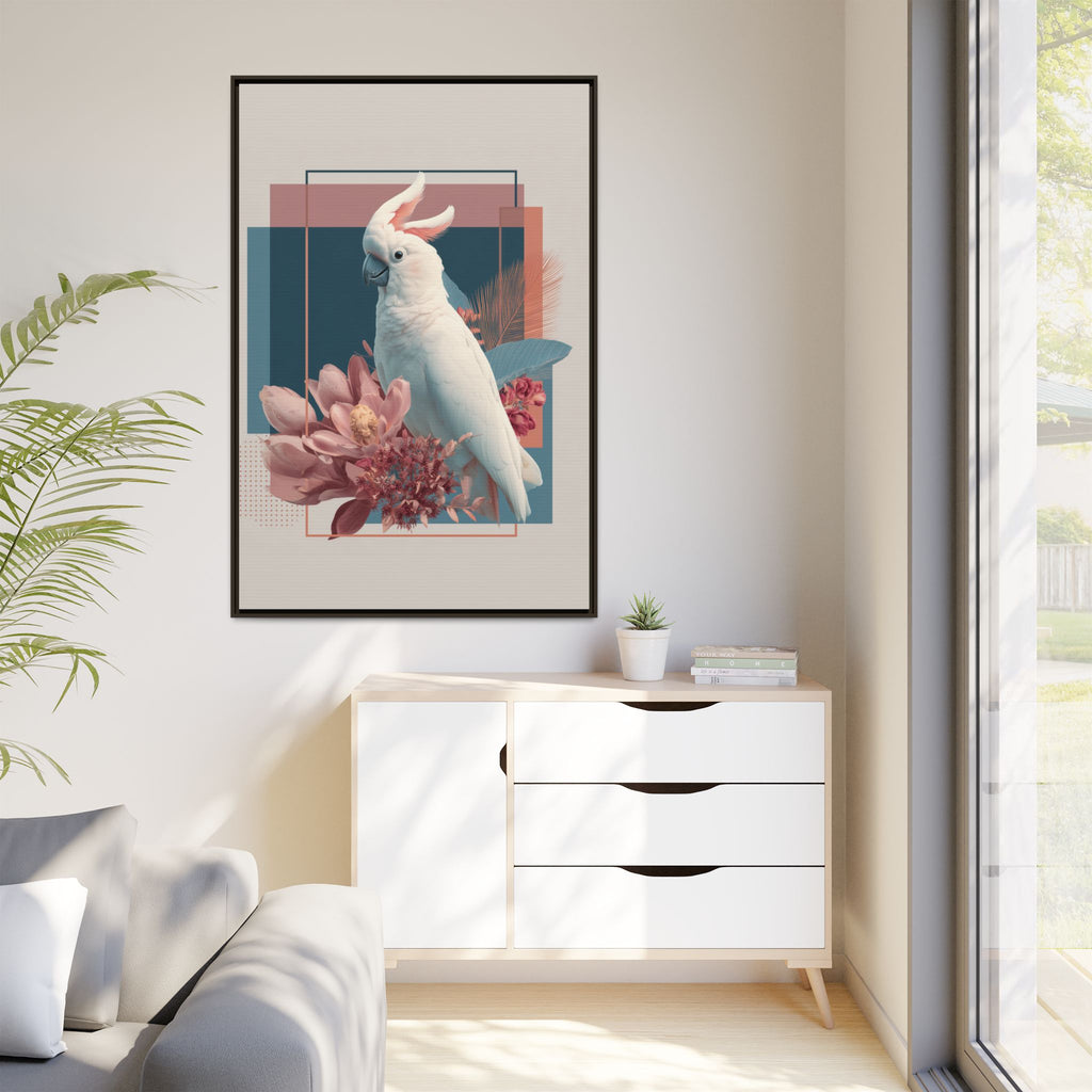 Cockatoo Geometric Framed Print : Modern Wildlife Illustration, Geometric Botanical Fusion   |  Personalized & Custom Orders Available