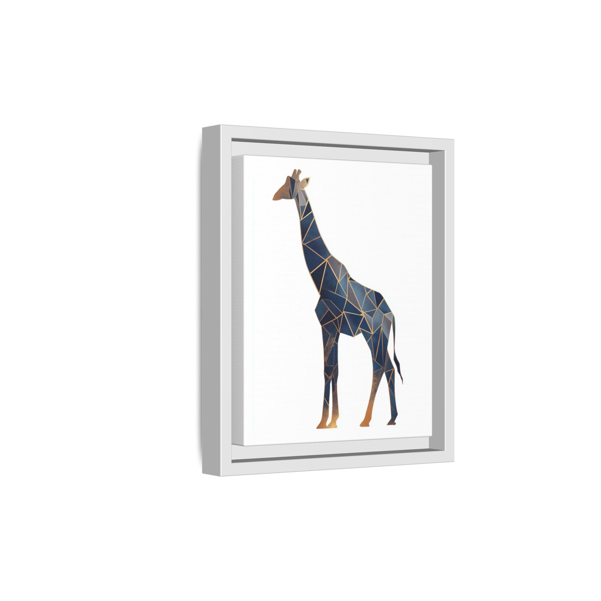 Geometric Giraffe Framed Print : Faceted Blue Mosaic, Modern Wildlife Art   |  Personalized & Custom Orders Available
