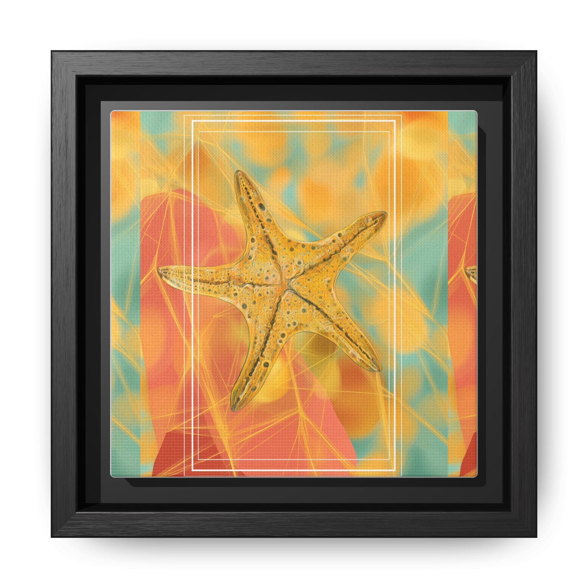 Celestial Starfish: Marine Geometry in Golden Hues, Tropical Oceanic Texture   |    Custom Orders Available