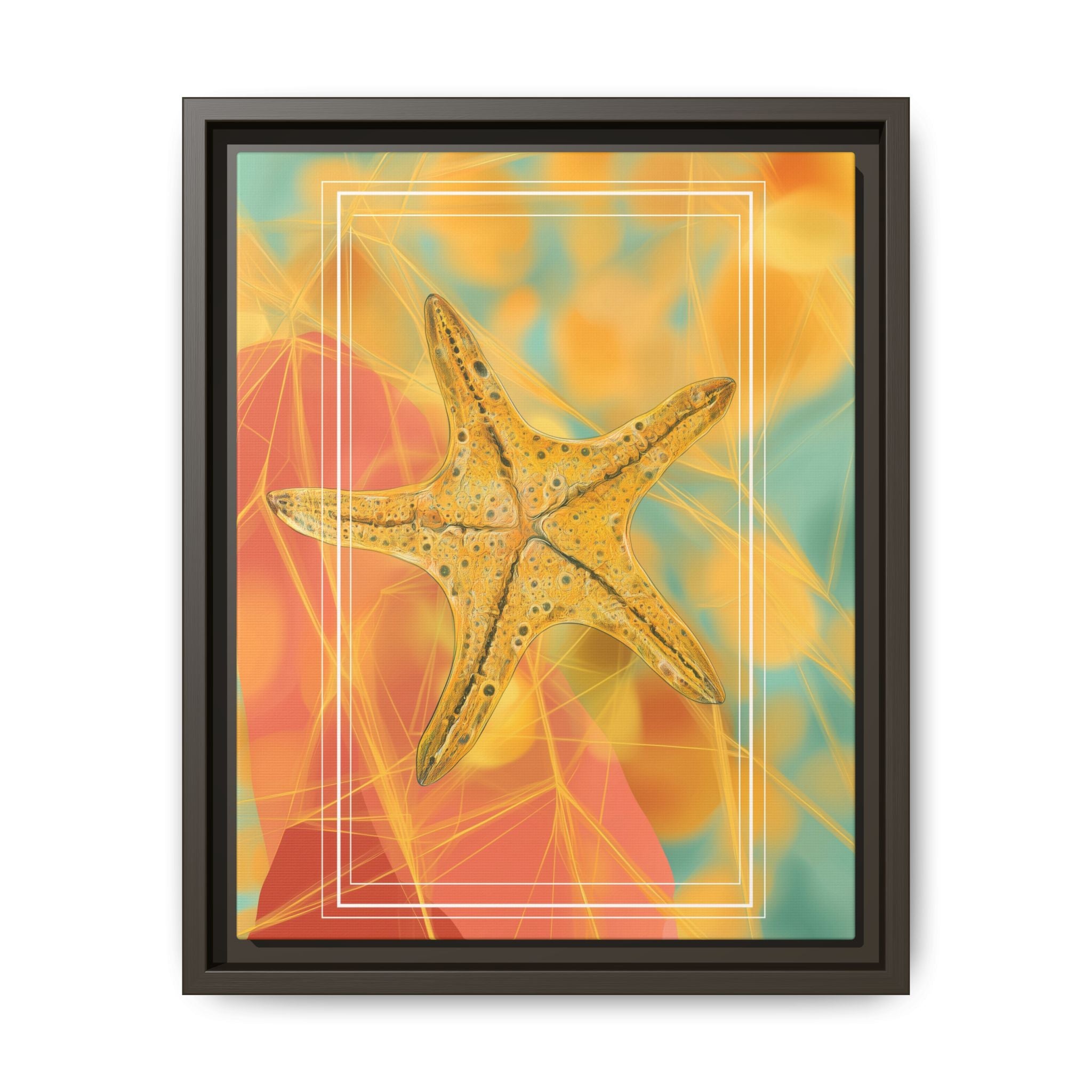 Celestial Starfish: Marine Geometry in Golden Hues, Tropical Oceanic Texture   |    Custom Orders Available