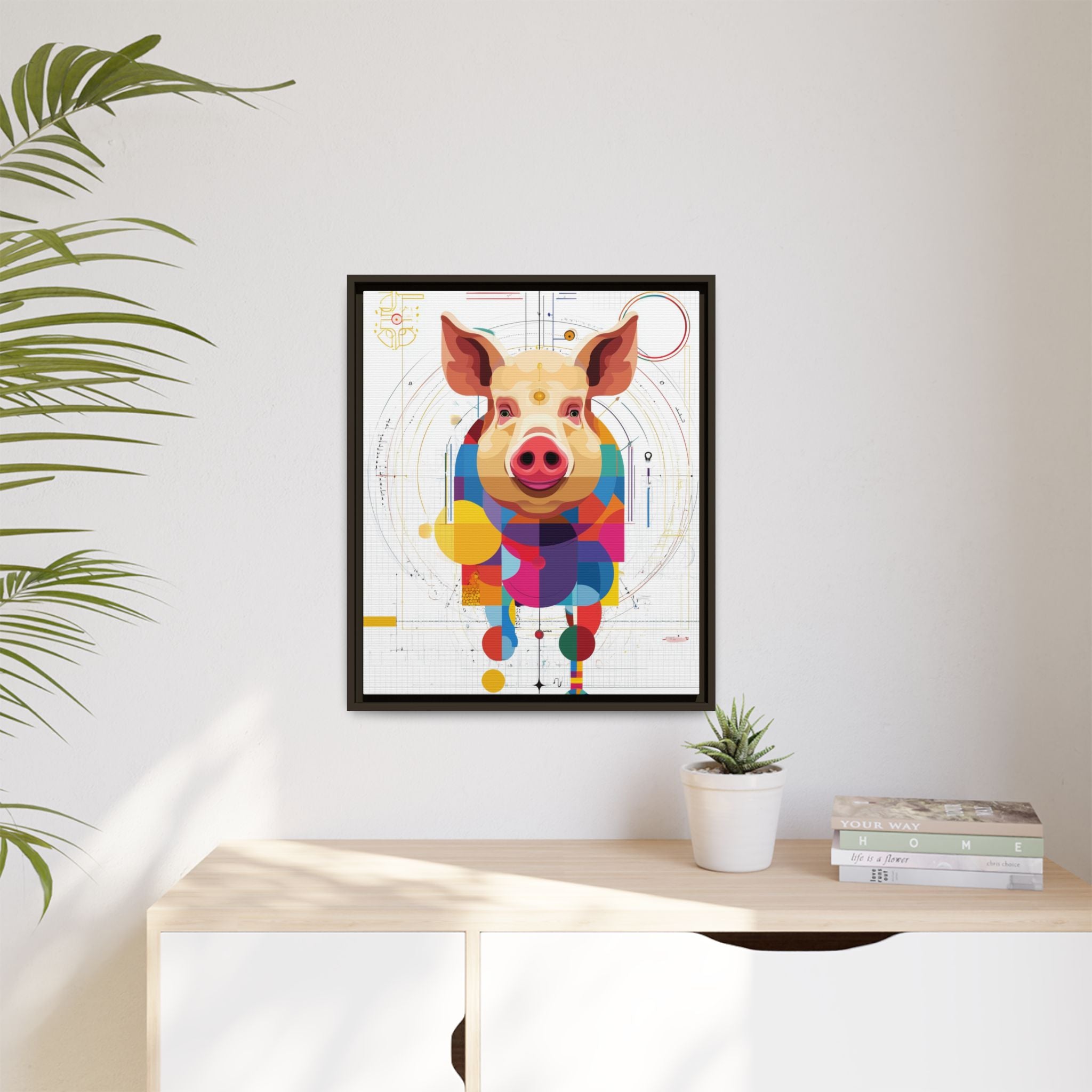 Geometric Pig: Digital Cubist Portrait, Mathematical Animal Abstraction   |    Custom Orders Available