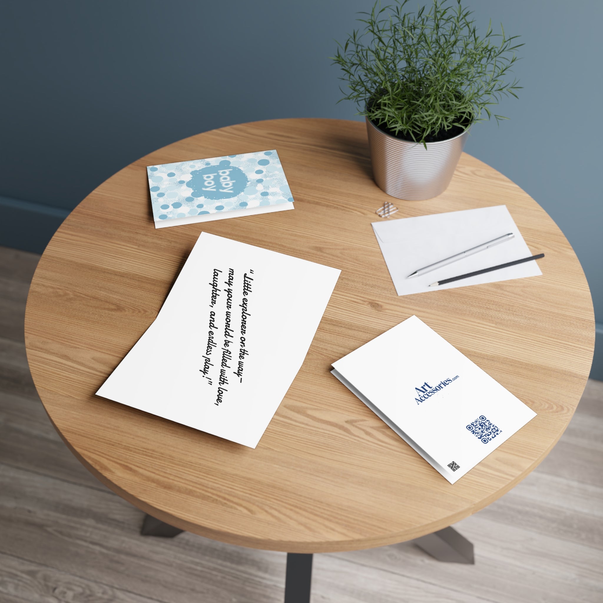 Baby Boy Greeting Card – Blue Polka Dot Newborn Congrats Card