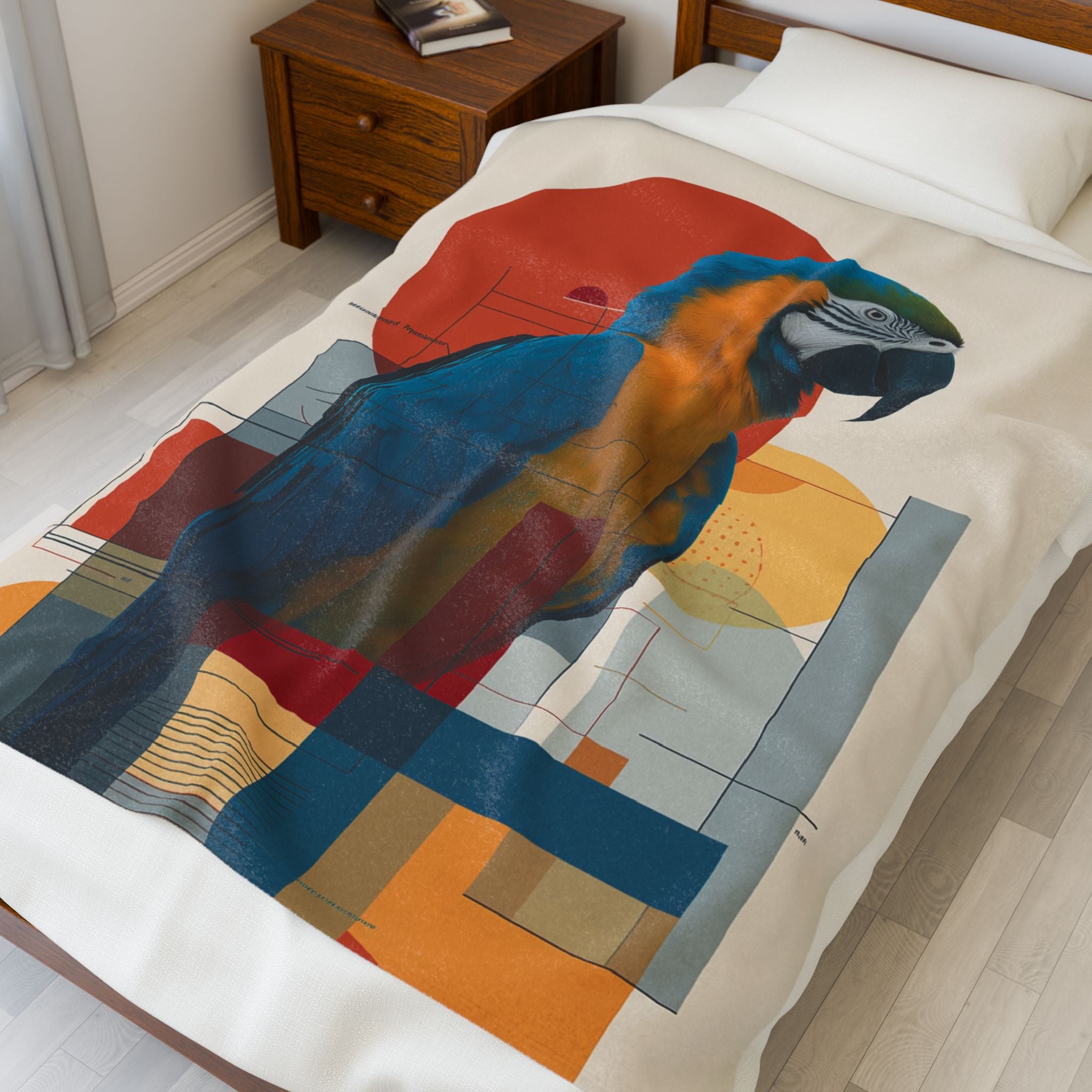Geometric Macaw Quilt Cover, Doona Cover, Duvet : Modernist Avian Portrait, Constructivist Design   |    Custom Orders Available