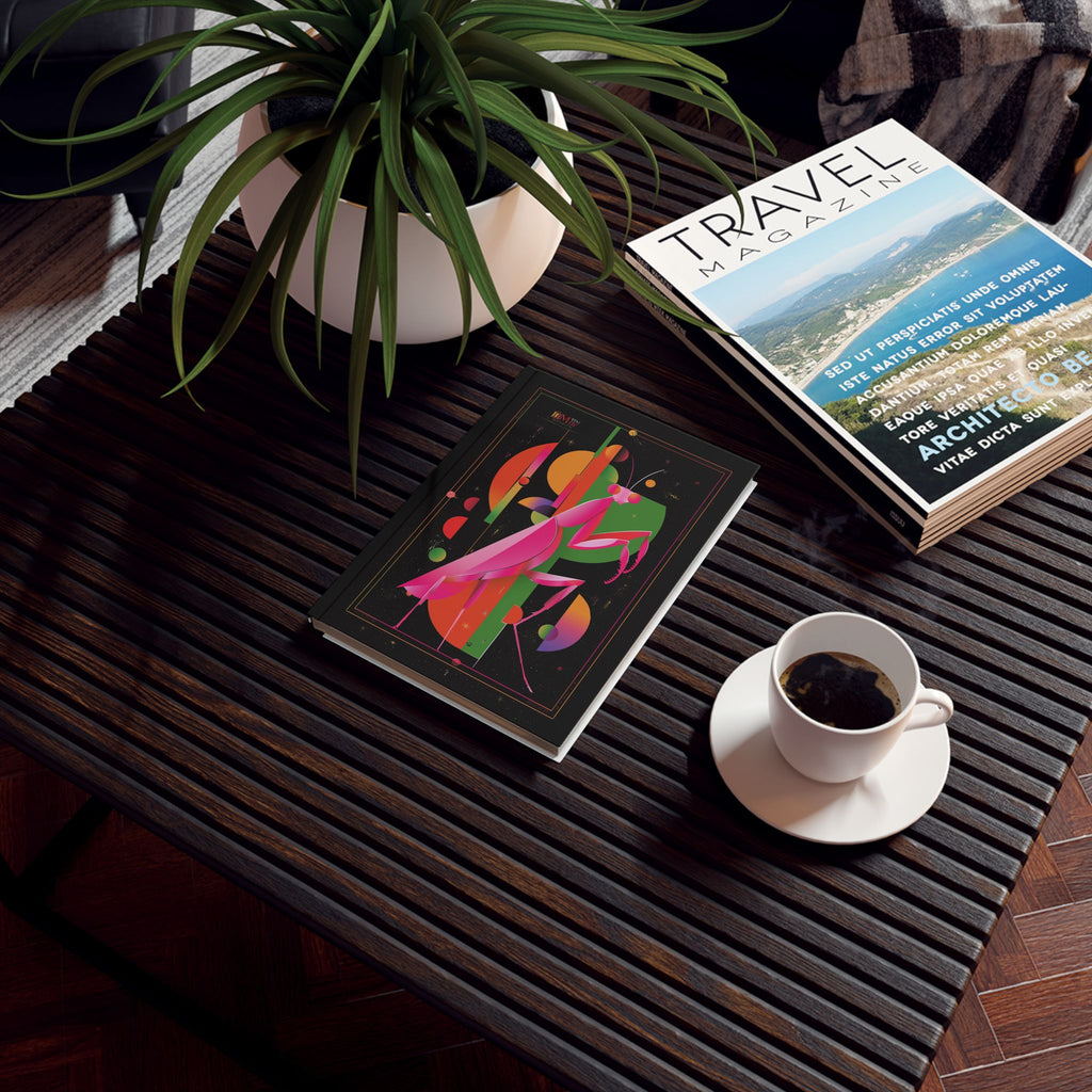 Cosmic Mantis: Geometric Insect Art, Cubist Space Illustration Personalized Journal   |