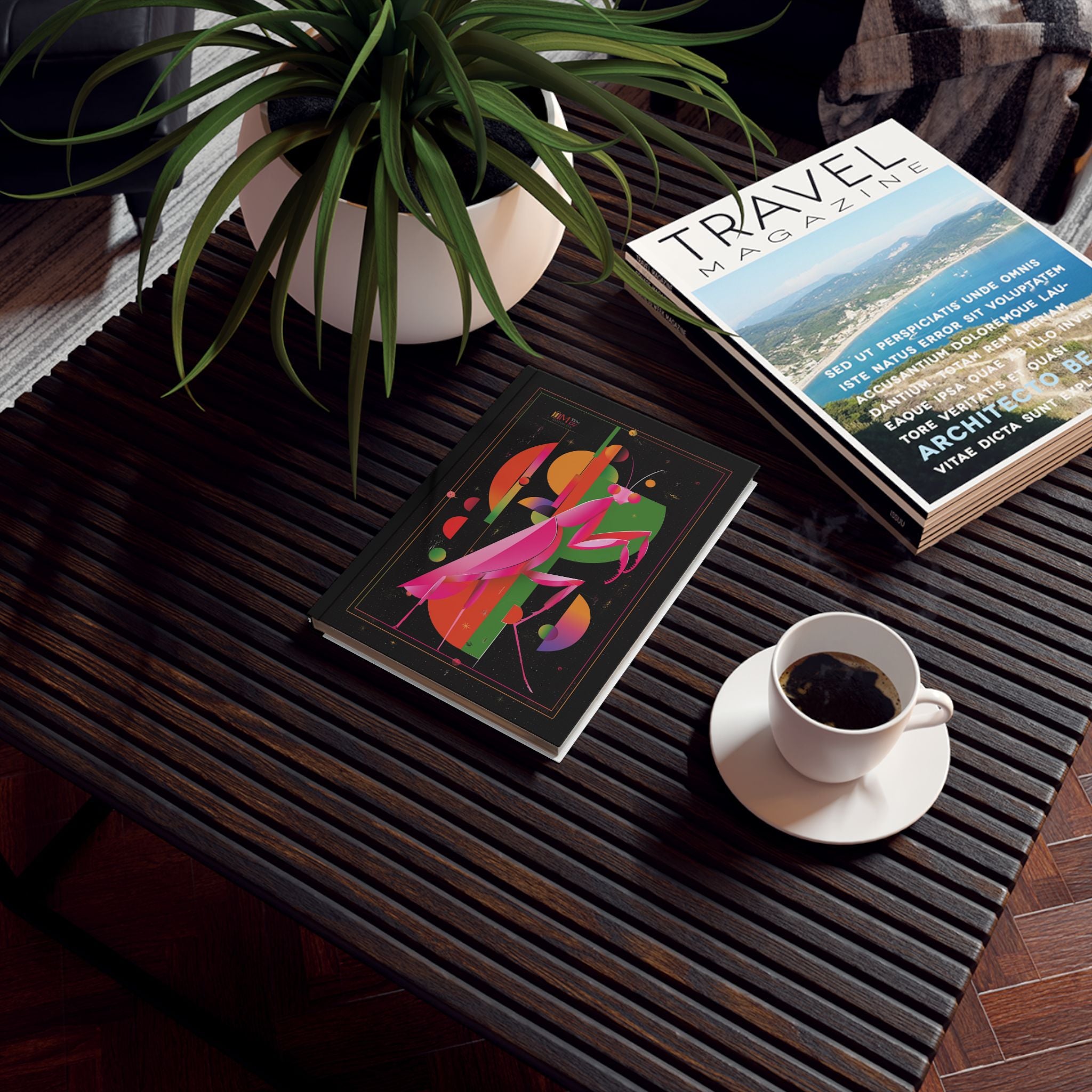 Cosmic Mantis: Geometric Insect Art, Cubist Space Illustration Personalized Journal   |